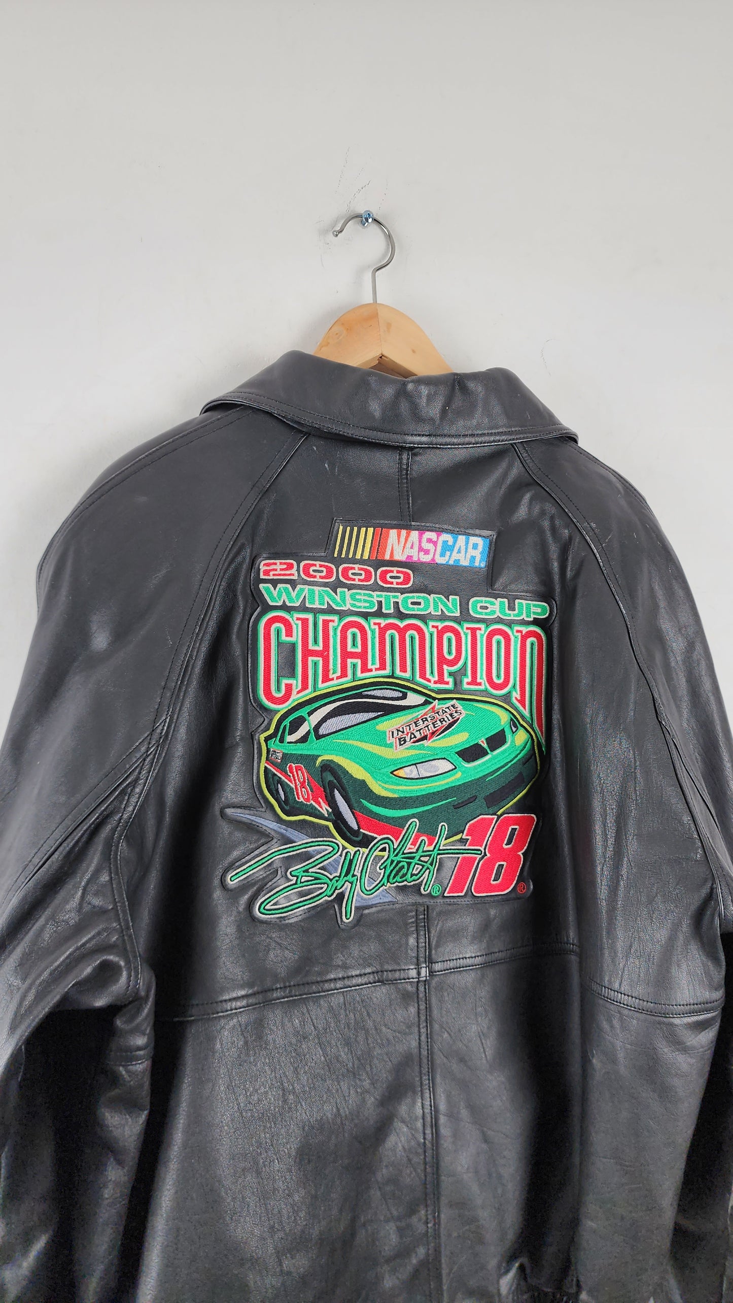 Vintage Jeff Hamilton Bobby Labonte Interstate Nascar Leather Jacket