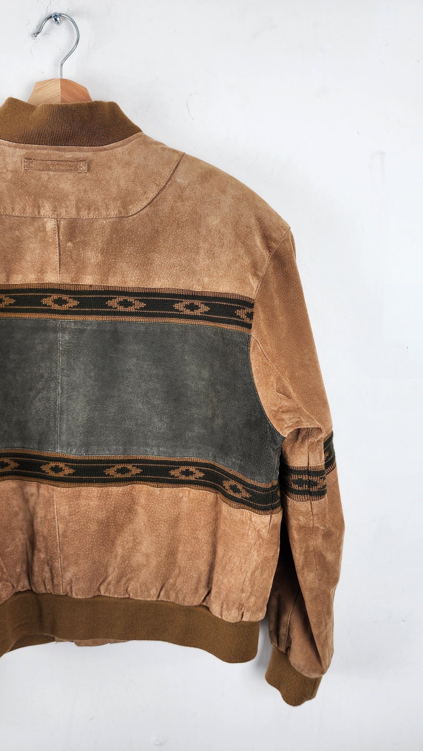 Vintage Scully Suede Leather Jacket with Aztec Pattern