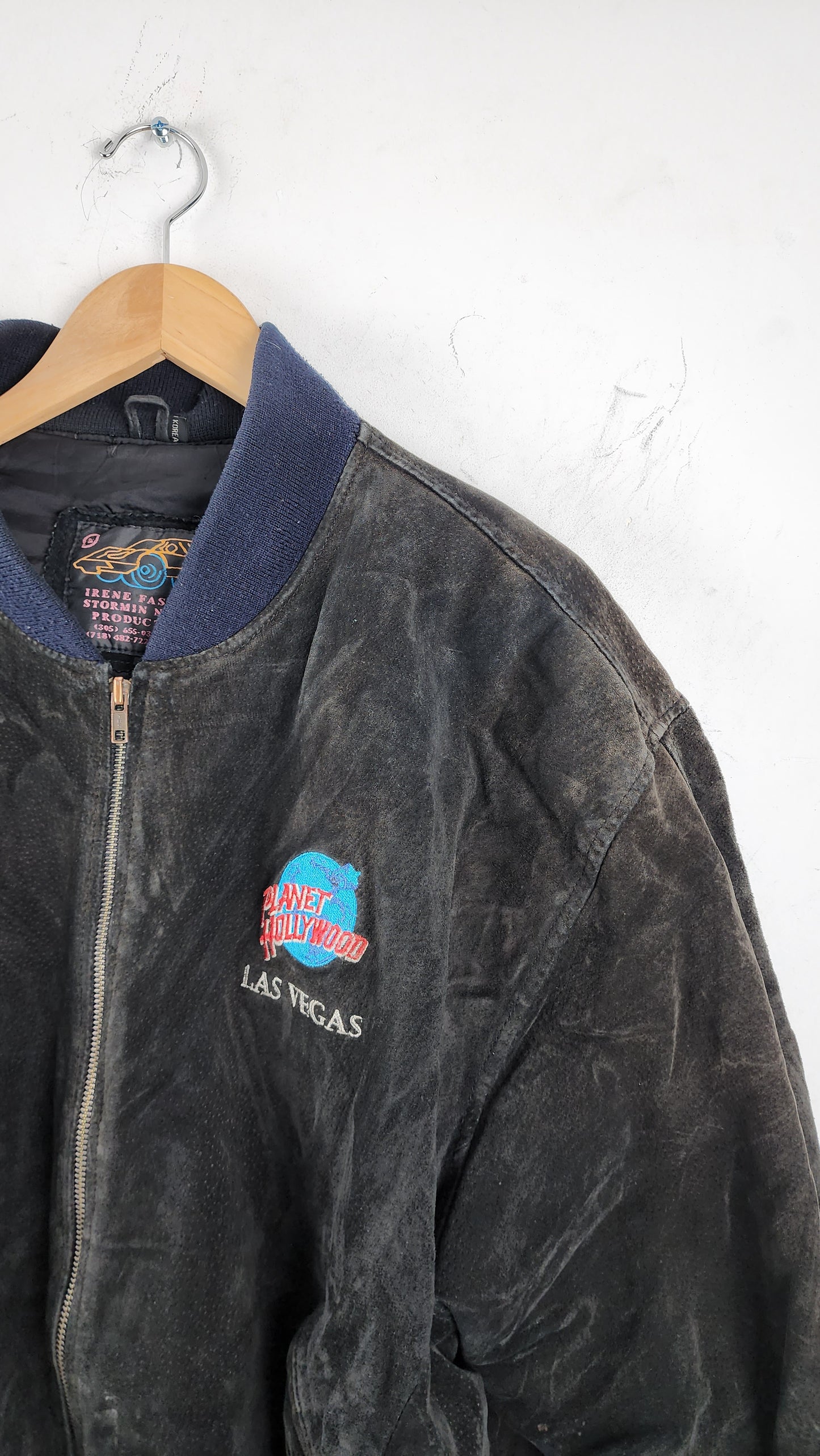 Vintage Planet Hollywood Las Vegas Leather Bomber Jacket