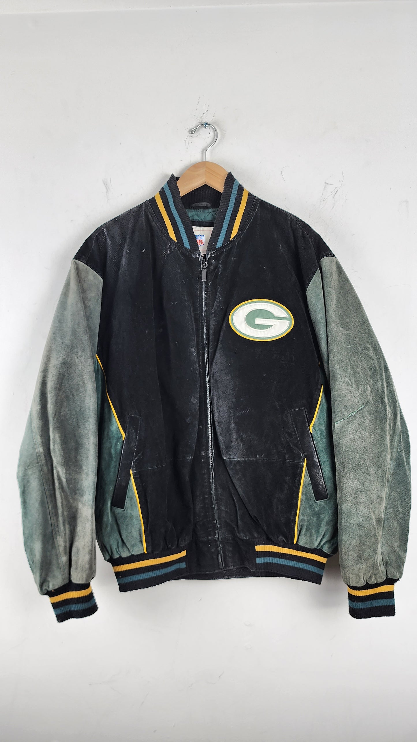 Vintage Green Bay Packers Leather Jacket