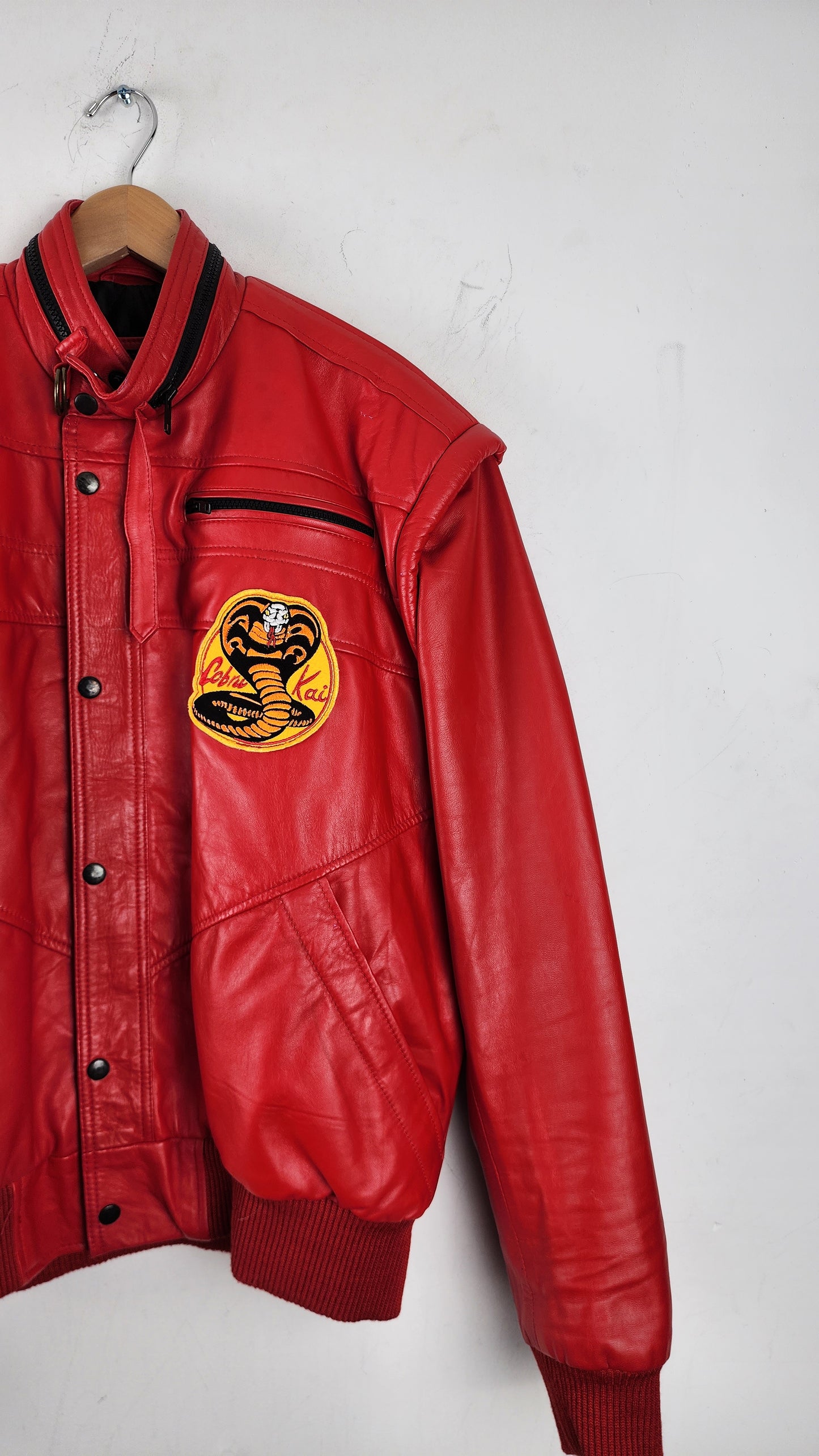 Vintage Cobra Kai Red Leather Jacket