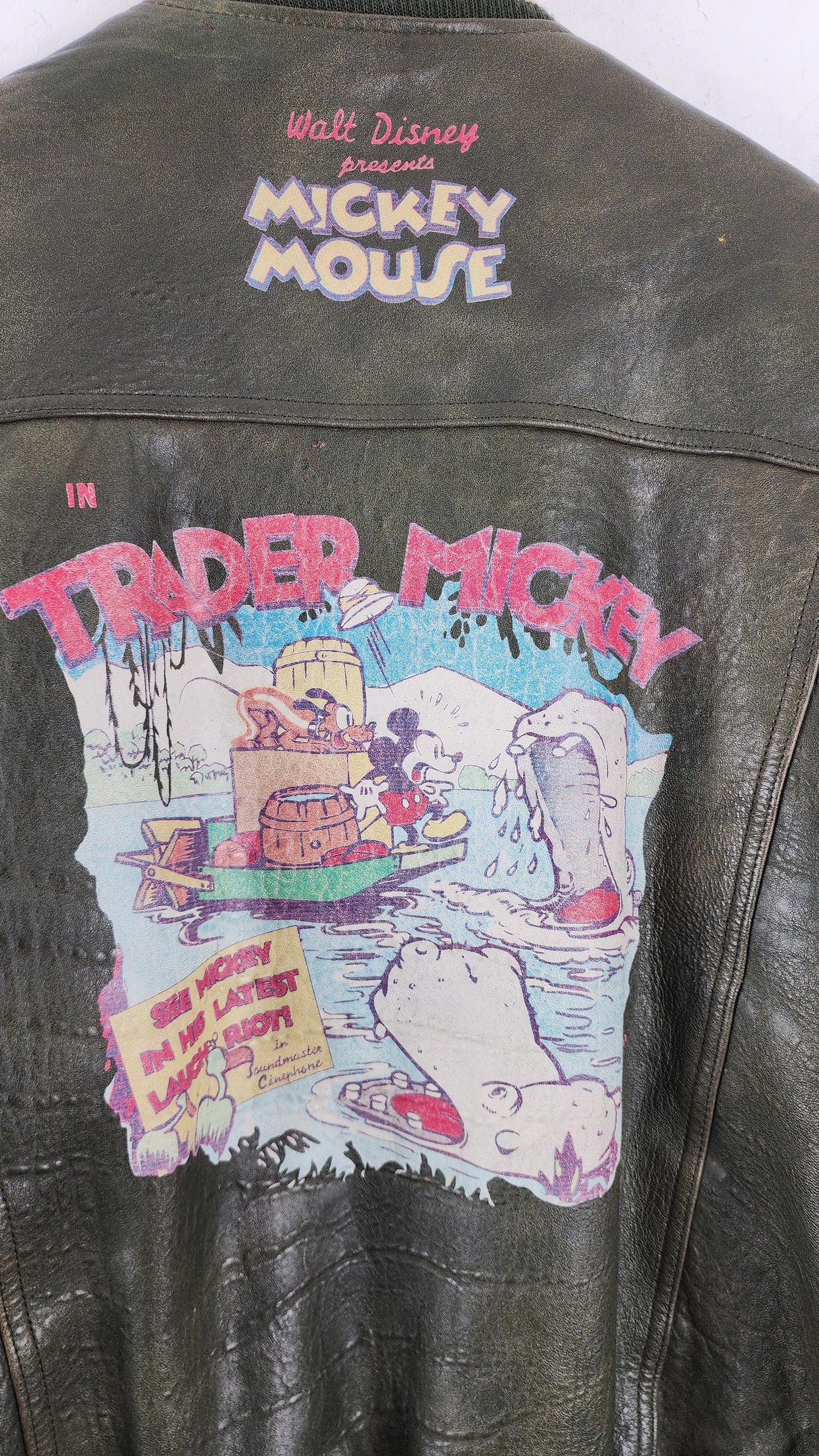 Late 90s Mickey Mouse Walt Disney Leather Jacket