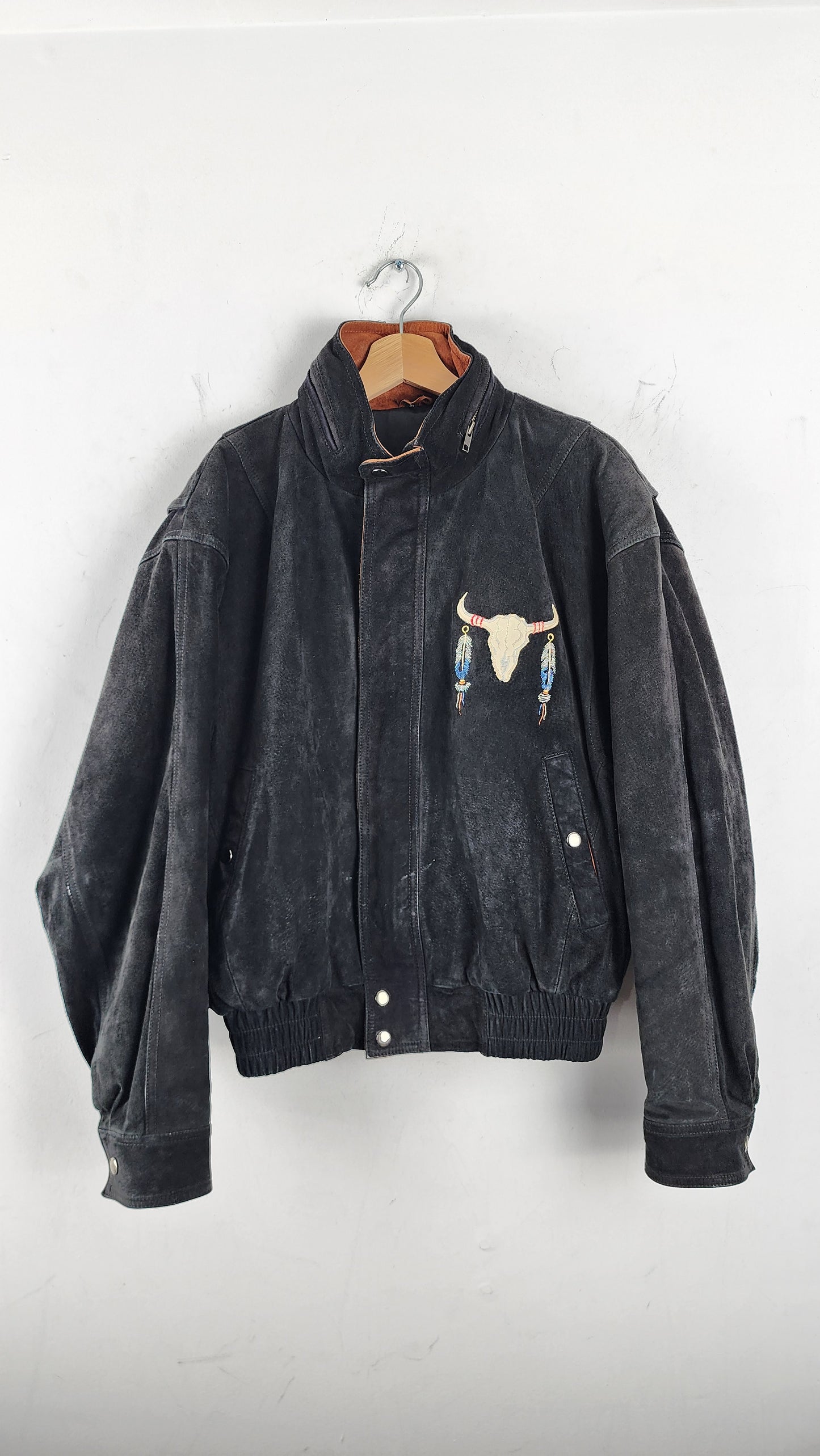Late 90s Native American Embroidery Leather Jacket