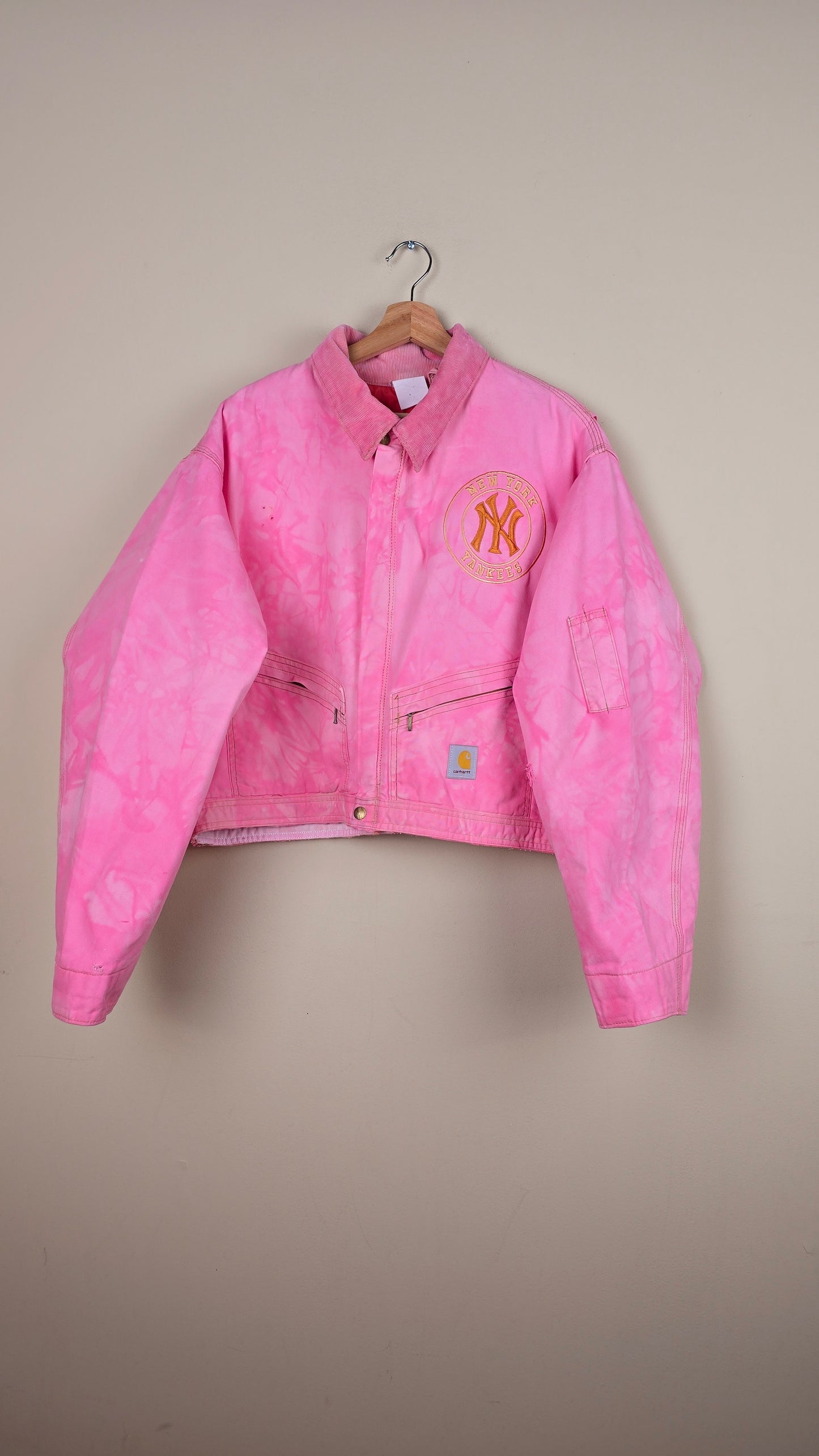 Vintage Carhartt X NY Yankees Cropped Jacket | Camo Pink | Size 2XL | J033