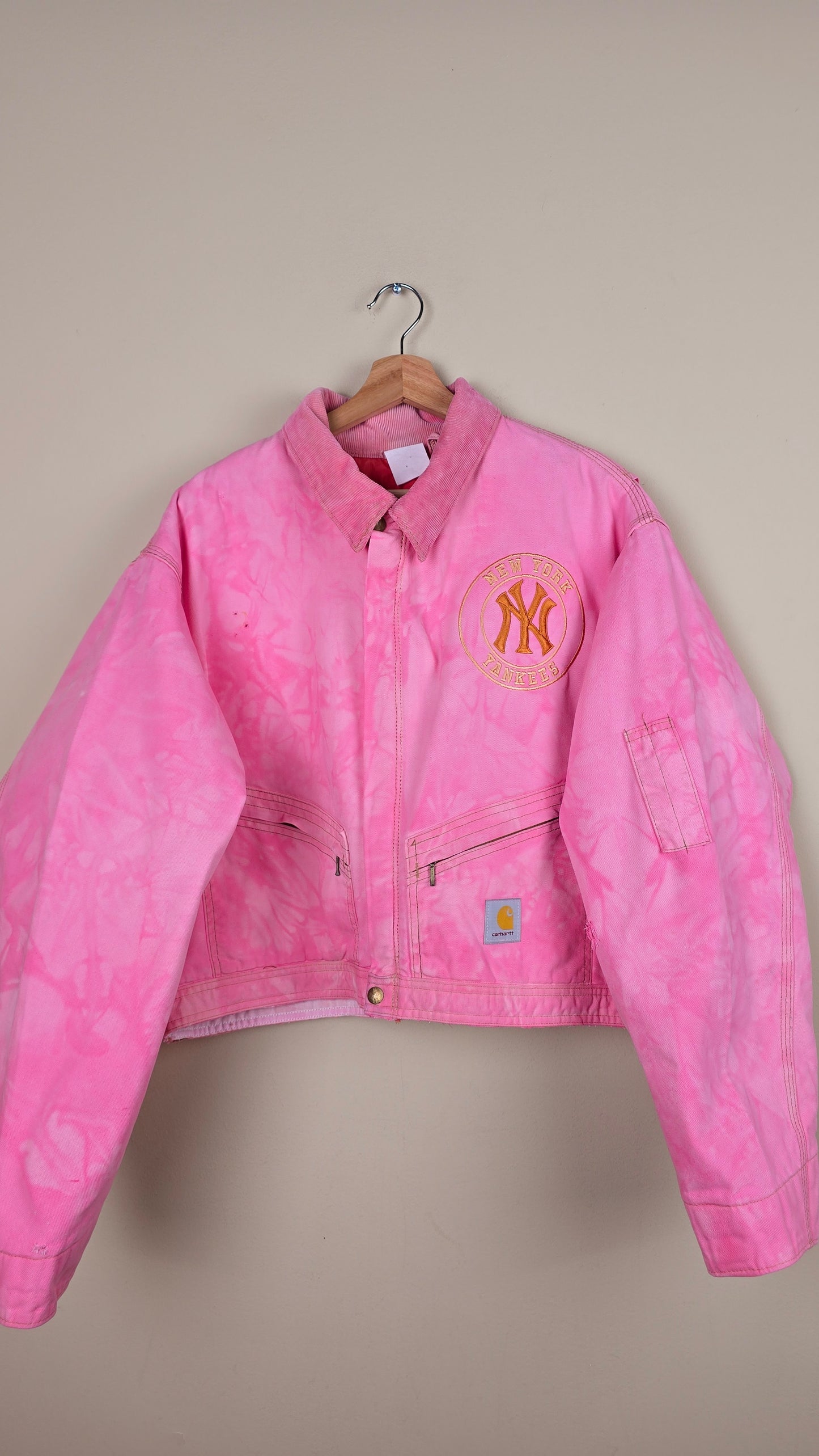 Vintage Carhartt X NY Yankees Cropped Jacket | Camo Pink | Size 2XL | J033