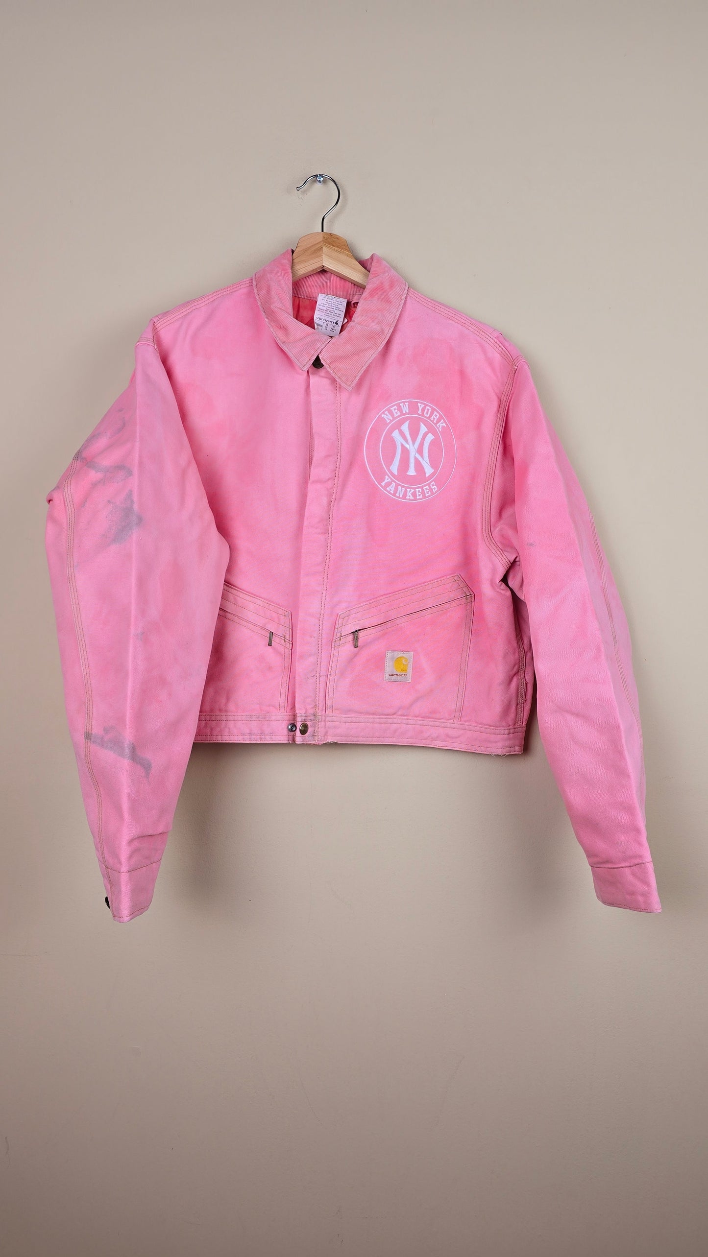 Vintage Carhartt X NY Yankees Cropped Jacket | Pink | 2XL | J043