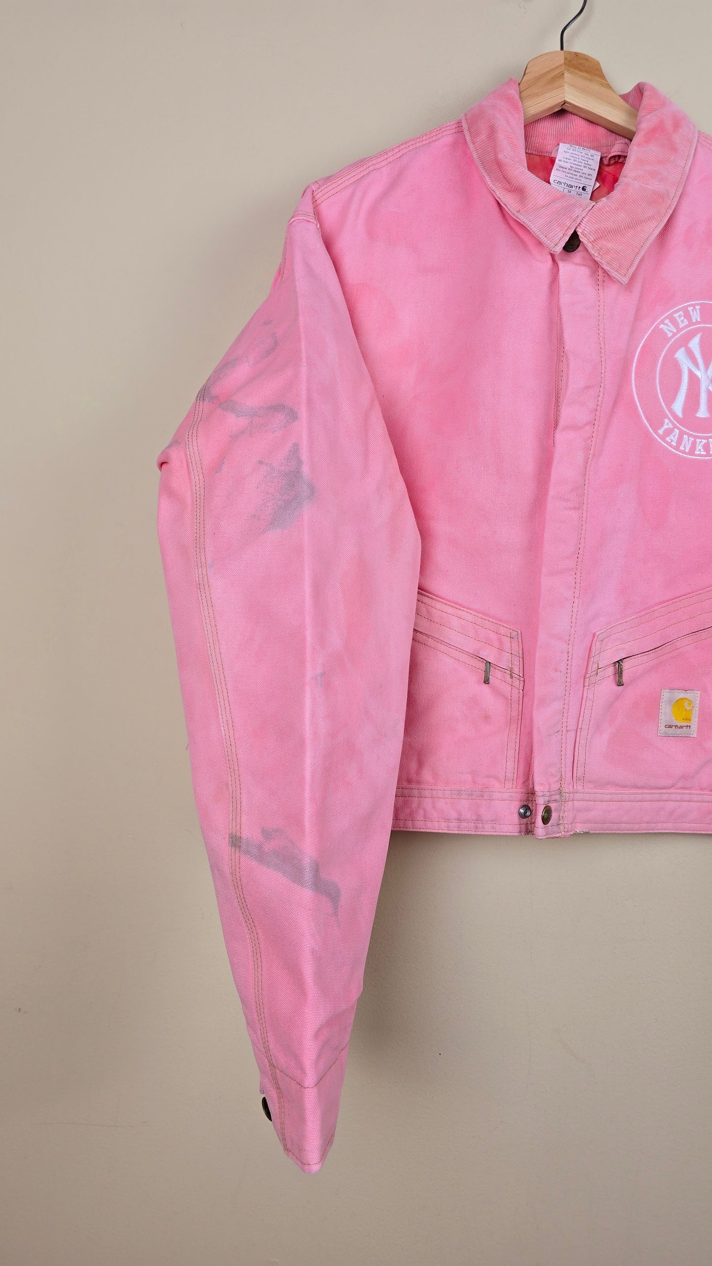Vintage Carhartt X NY Yankees Cropped Jacket | Pink | 2XL | J043