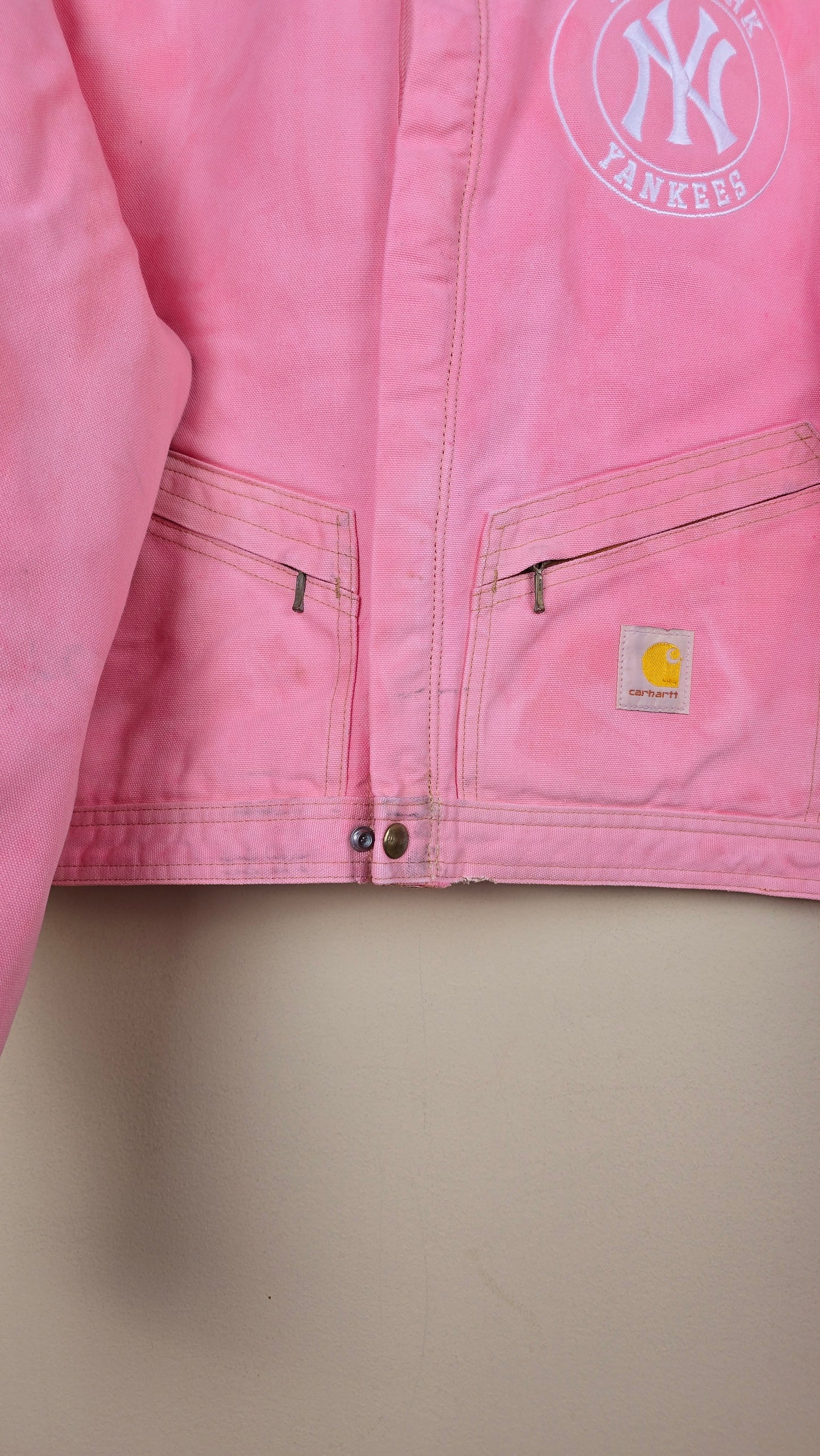 Vintage Carhartt X NY Yankees Cropped Jacket | Pink | 2XL | J043