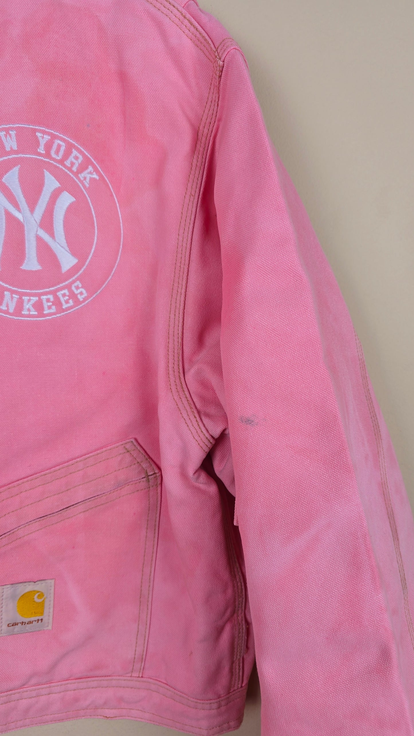 Vintage Carhartt X NY Yankees Cropped Jacket | Pink | 2XL | J043