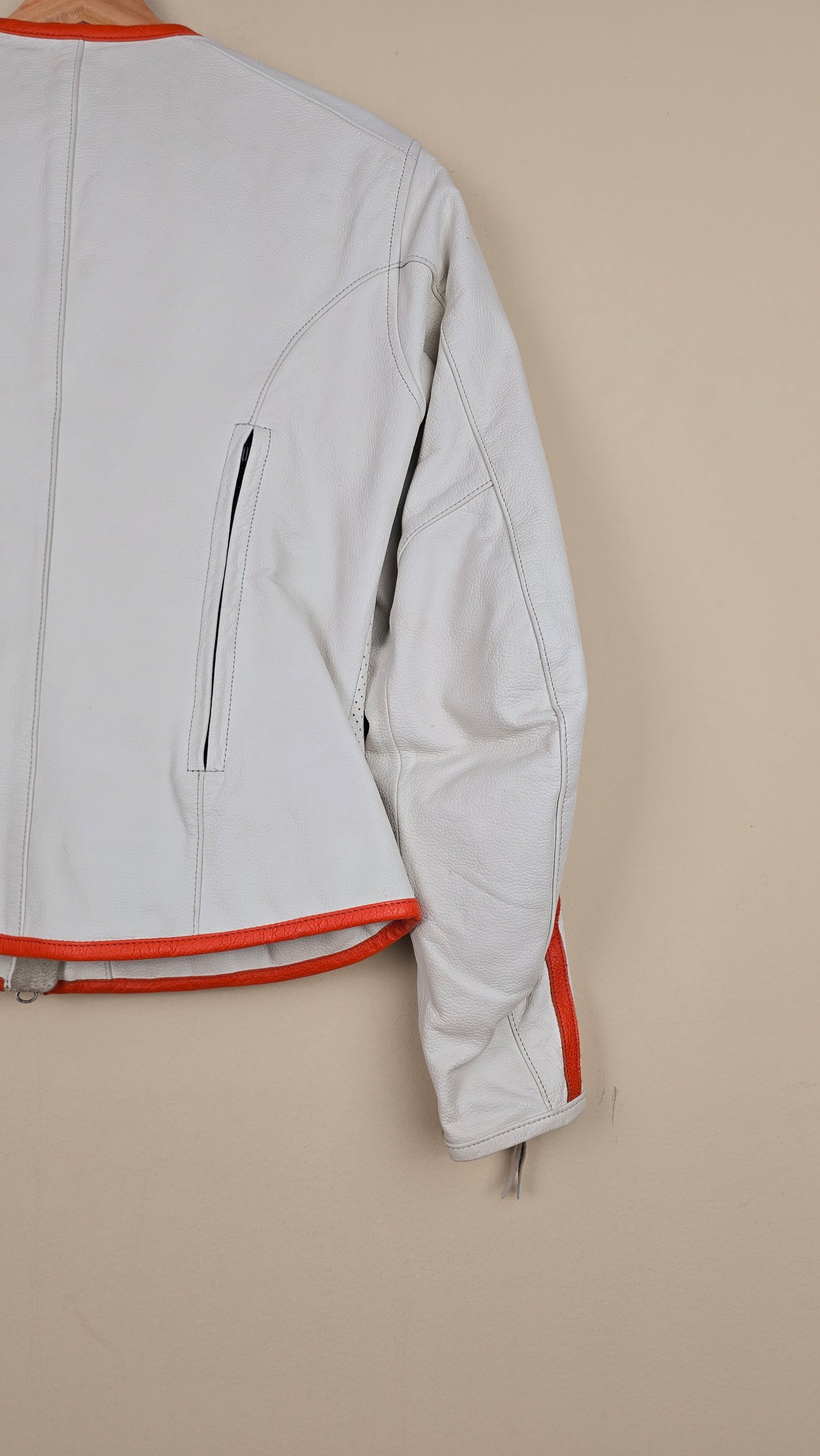 Vintage Cropped Biker X NY White Leather Jacket | Women S | L13