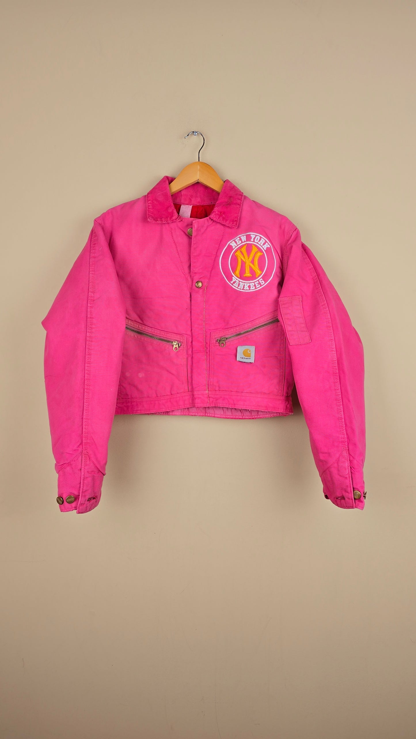 Vintage Carhartt X NY Yankees Cropped Jacket | Hot Pink | Size S | C55