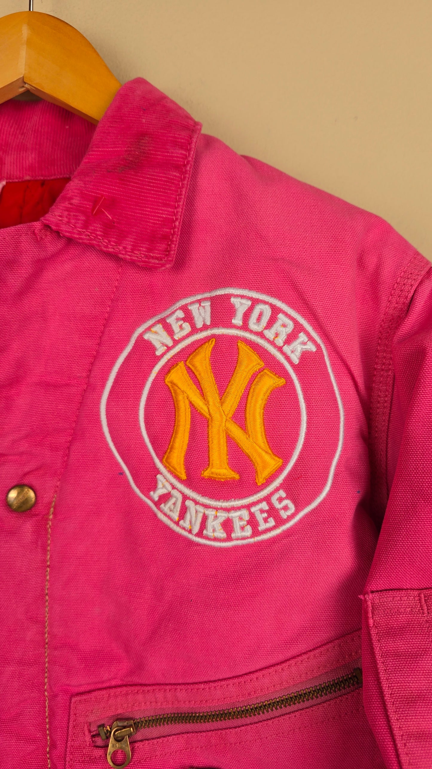 Vintage Carhartt X NY Yankees Cropped Jacket | Hot Pink | Size S | C55