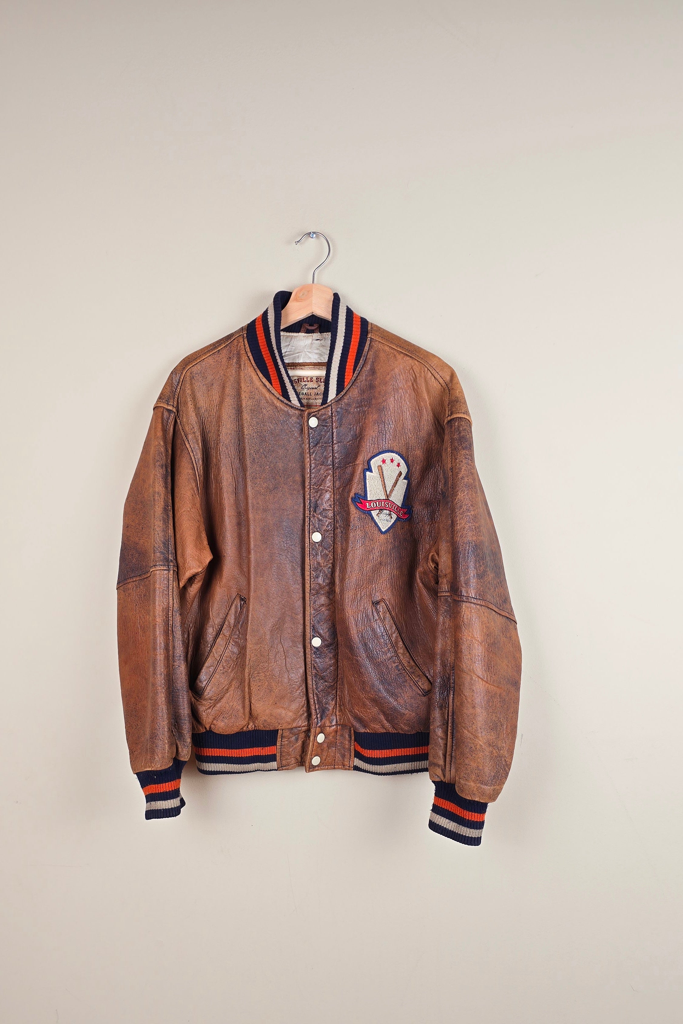 希少　80s～　LOUISVILLE SLUGGER　レザージャケット　MTV Vintage Louisville Slugger Baseball Leather Jacket (Size M) | IF07