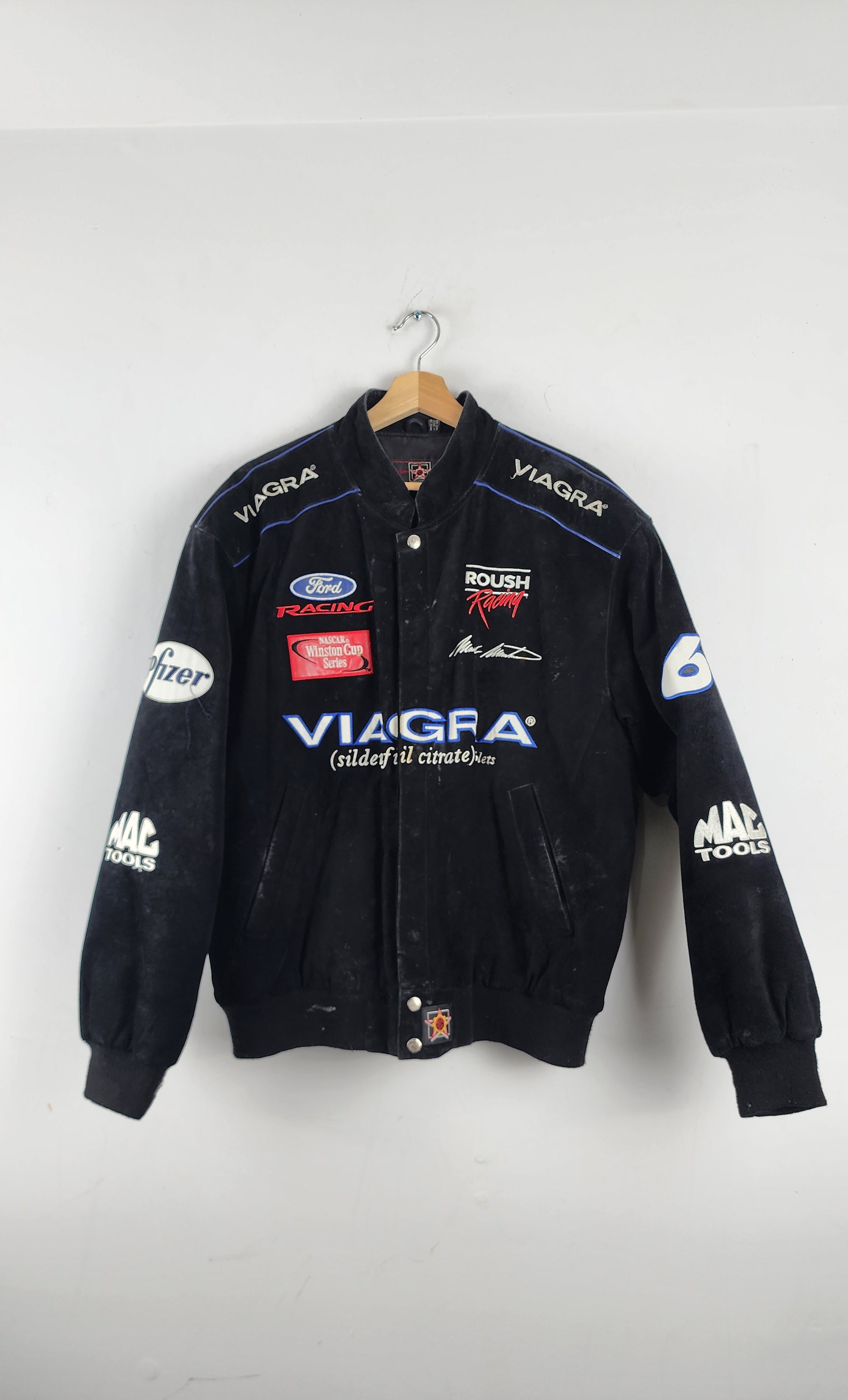 Vintage Jeff Hamilton JH Designs Viagra Nascar Leather Jacket