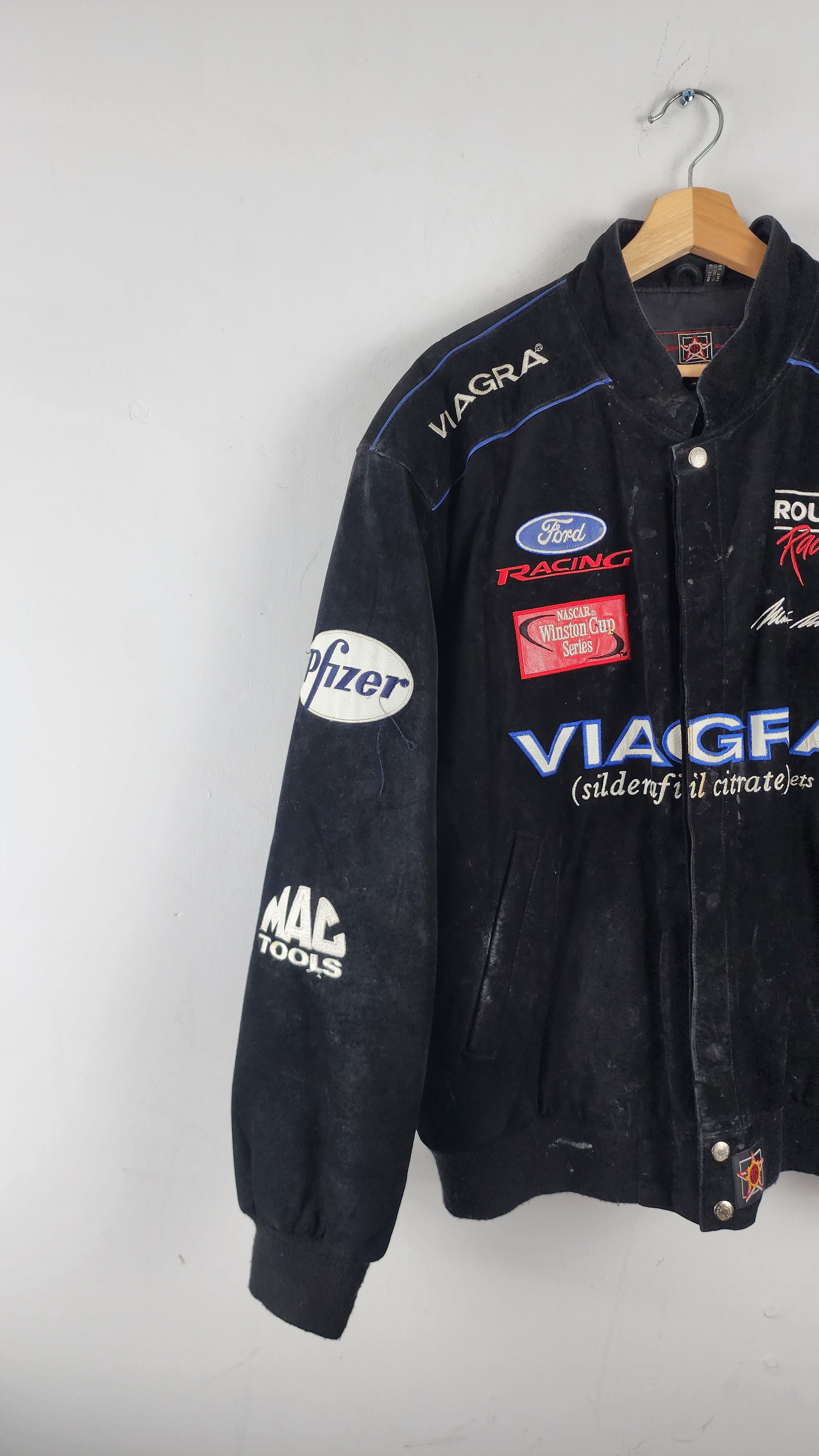 Vintage Jeff Hamilton JH Designs Viagra Nascar Leather Jacket