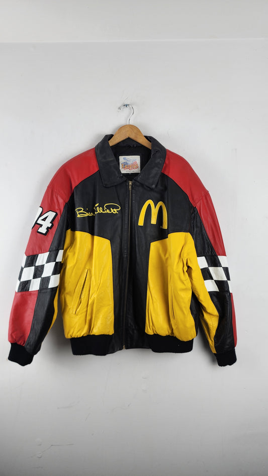 Vintage Excelled Bill Elliot McDonald's Nascar Leather Jacket