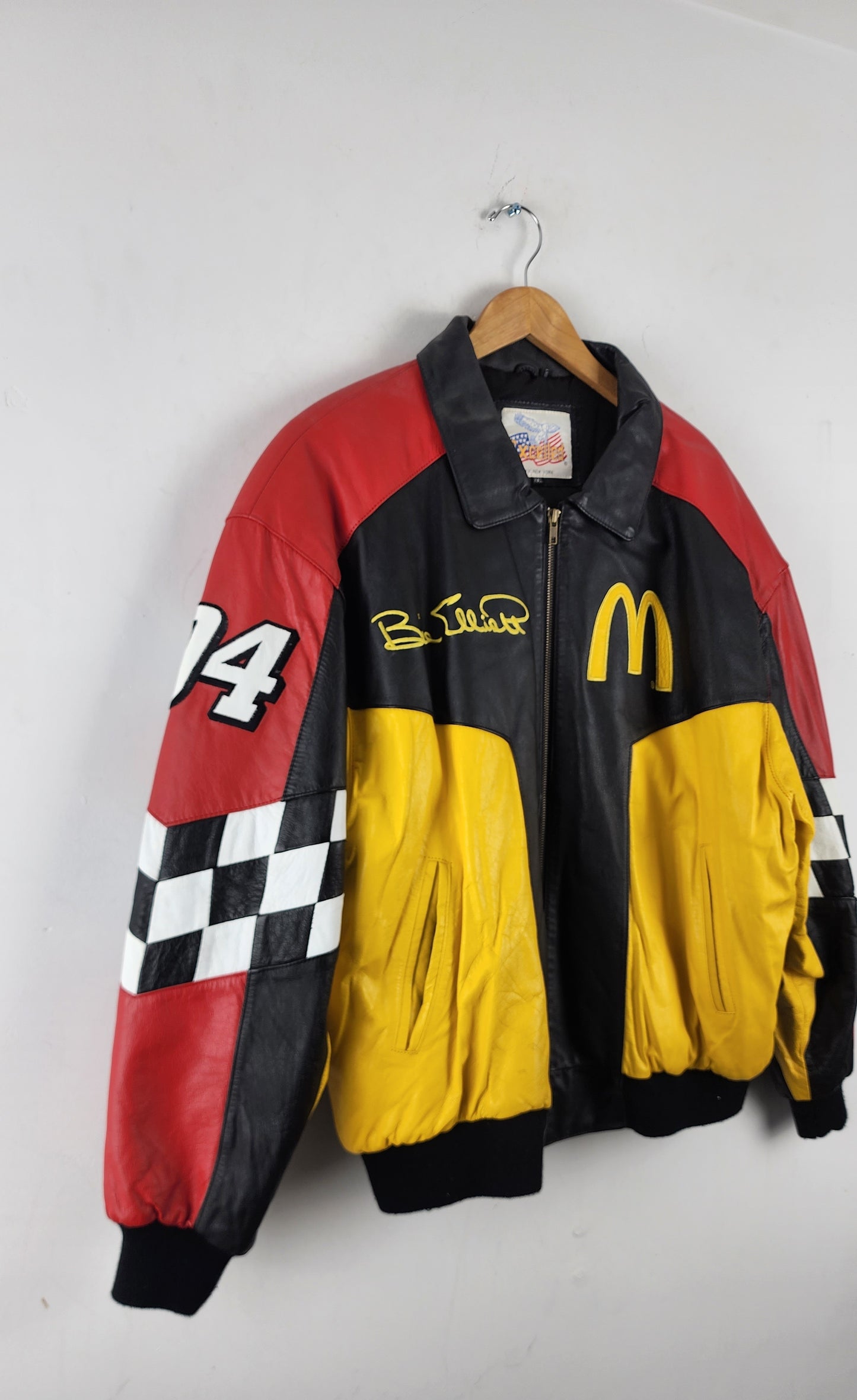 Vintage Excelled Bill Elliot McDonald's Nascar Leather Jacket