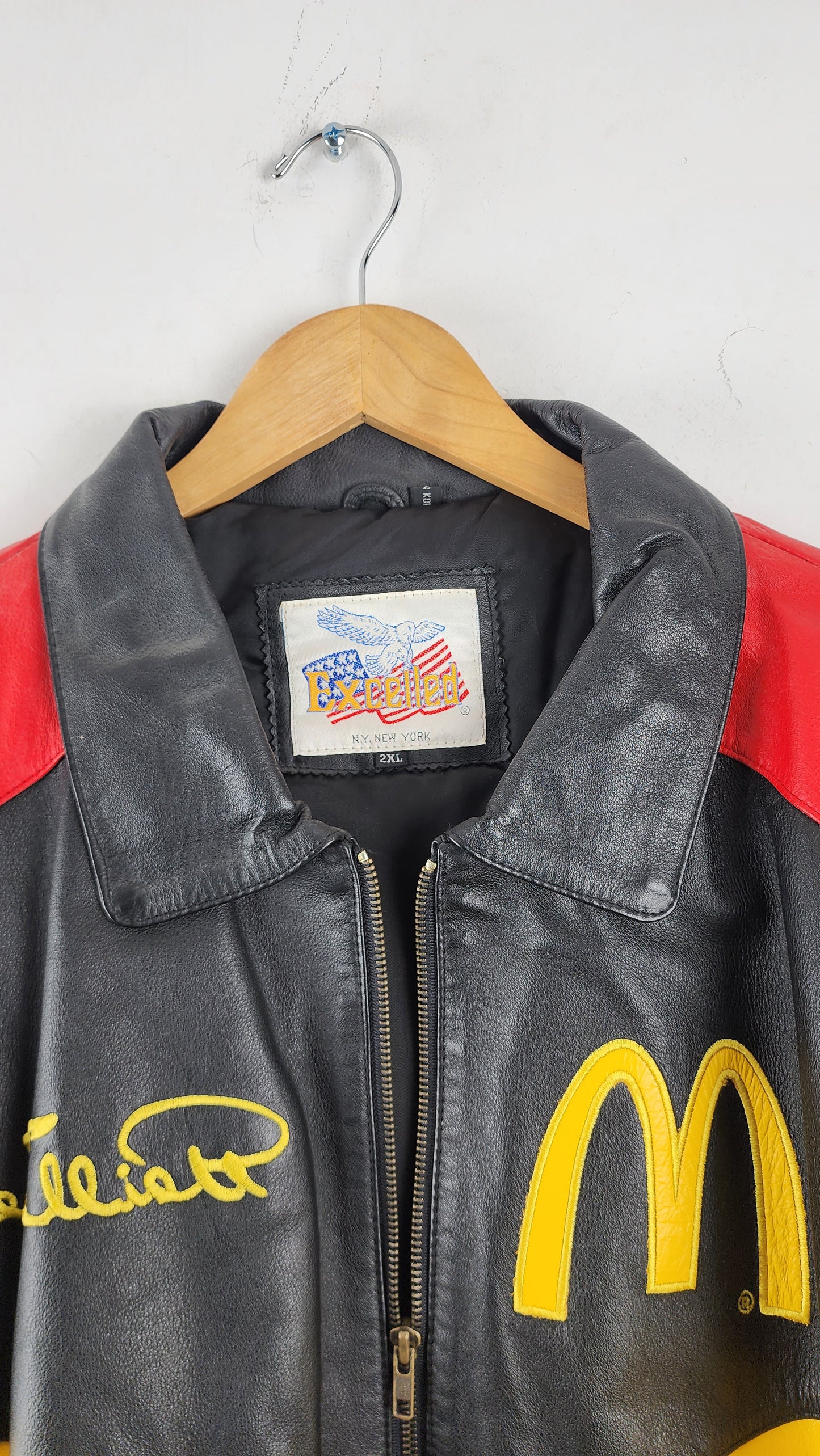 Vintage Excelled Bill Elliot McDonald's Nascar Leather Jacket