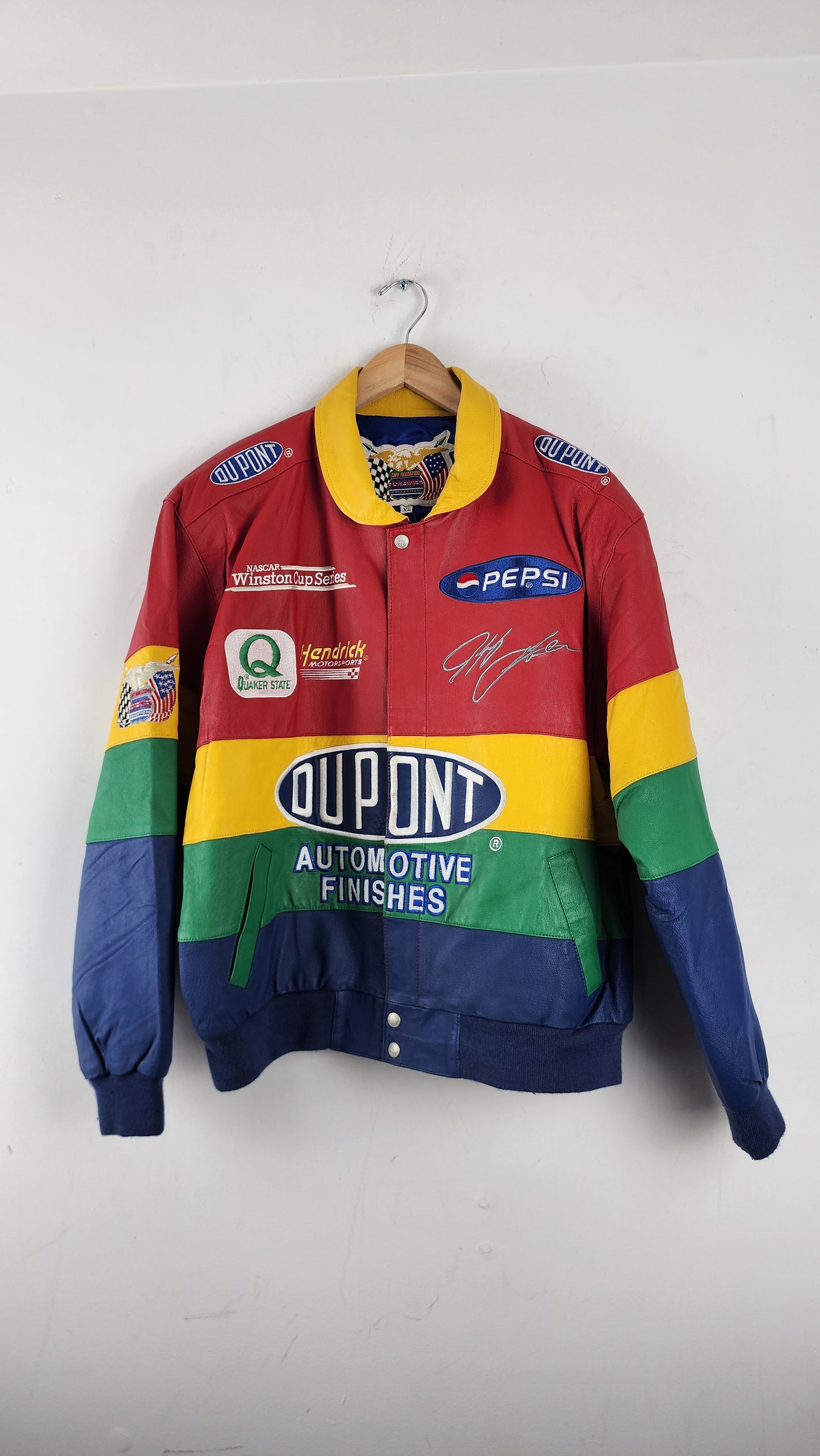 Vintage Jeff Hamilton Dupont Leather Nascar Jacket