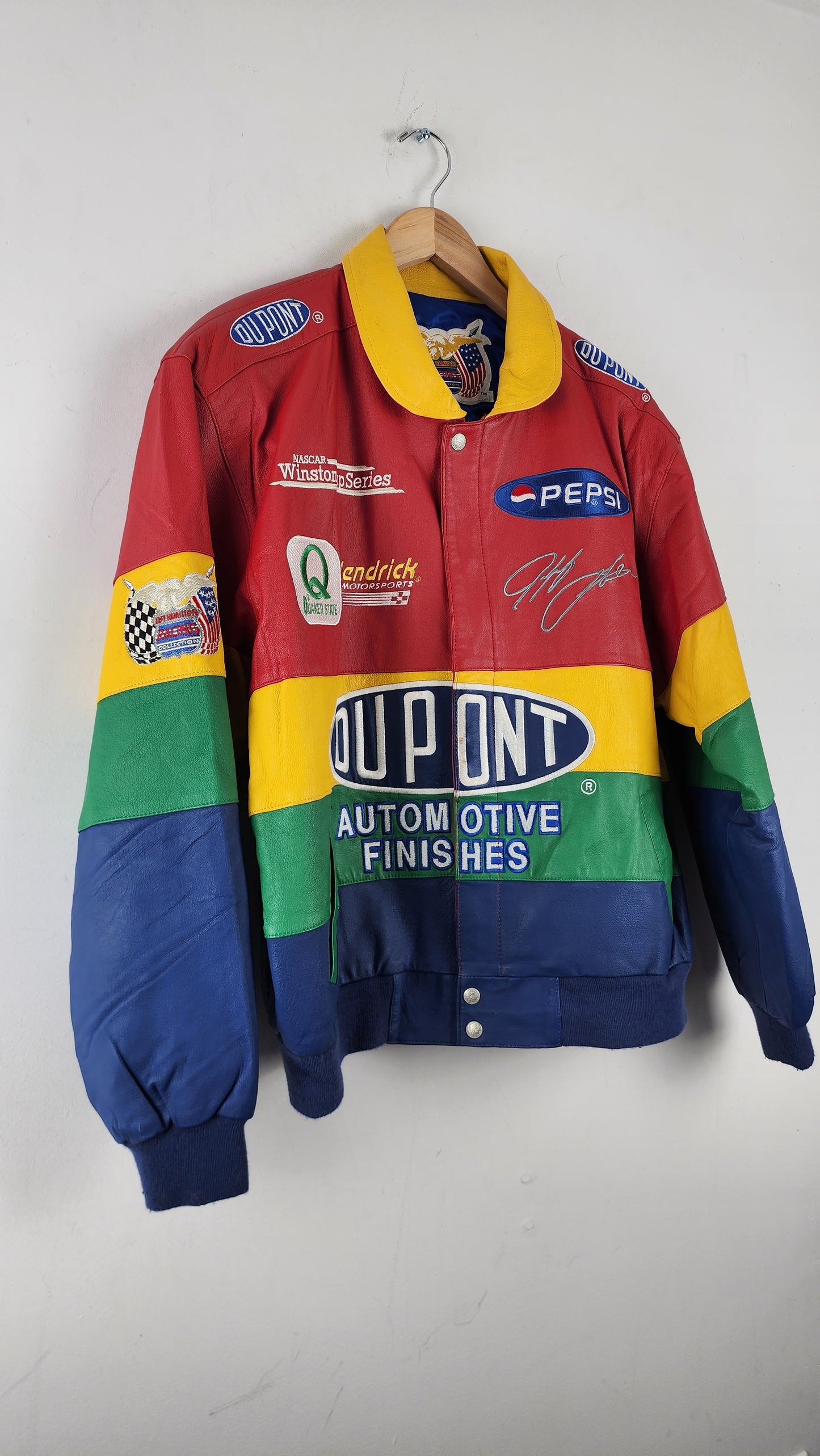 Vintage Jeff Hamilton Dupont Leather Nascar Jacket