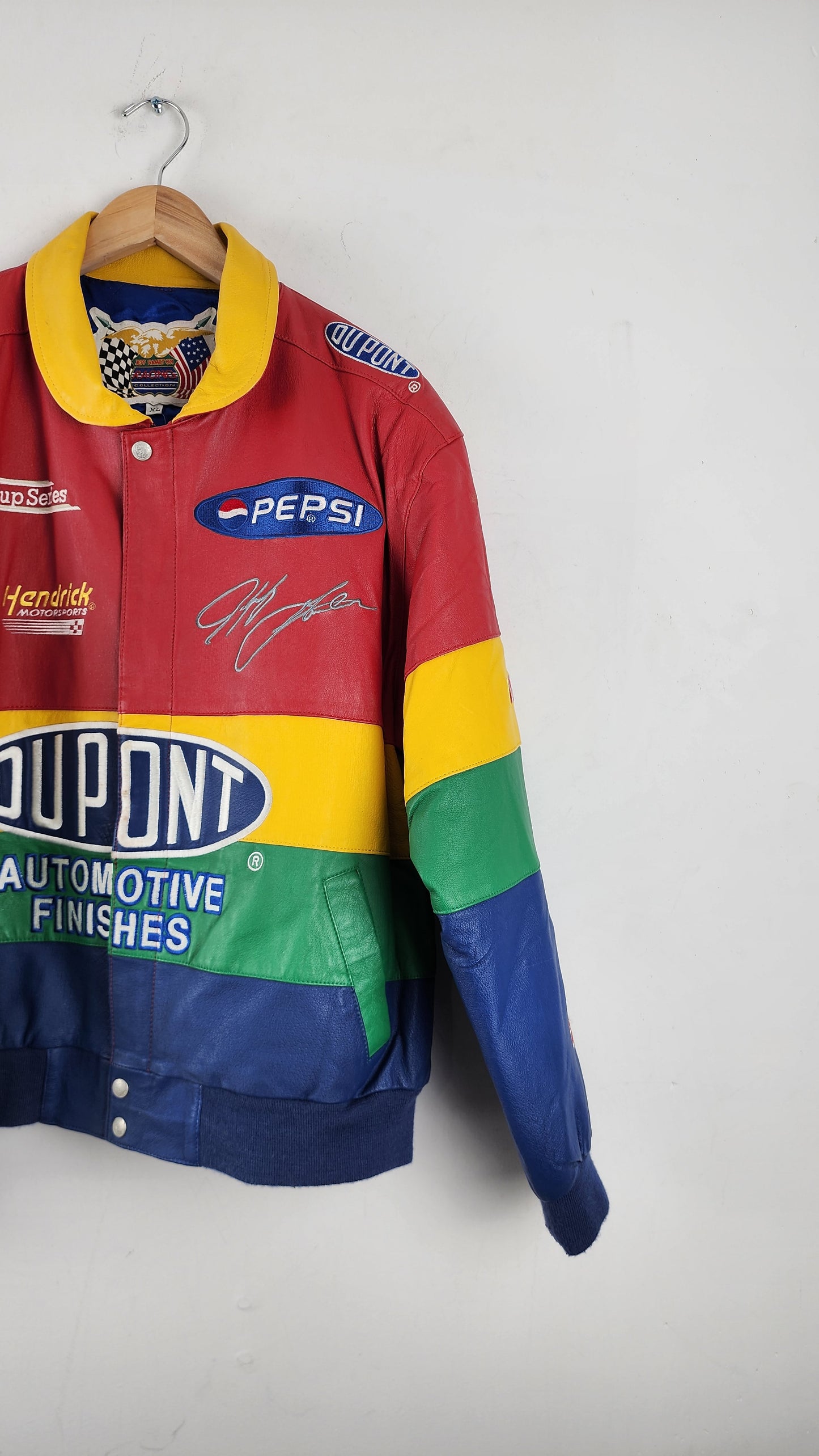 Vintage Jeff Hamilton Dupont Leather Nascar Jacket