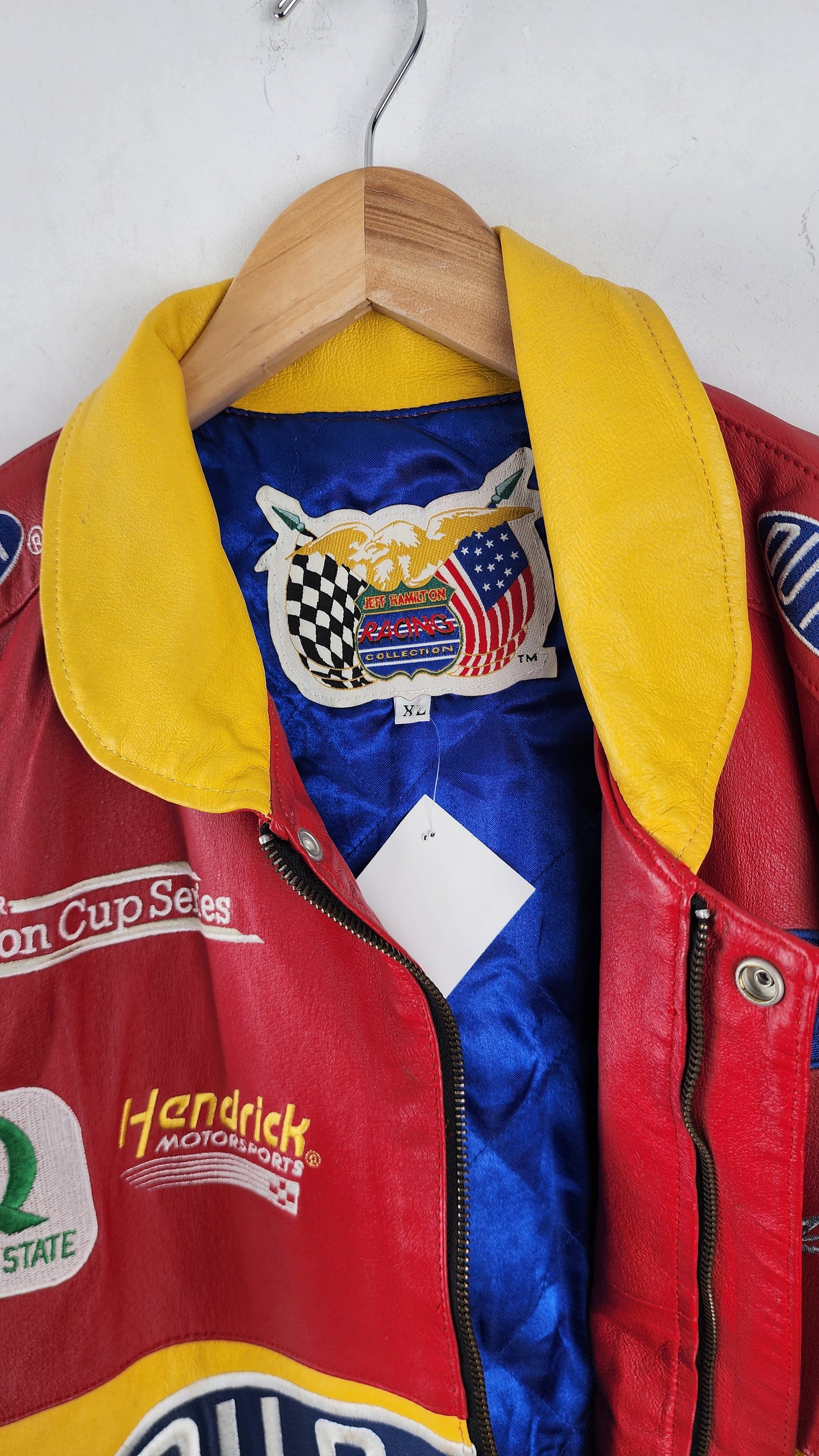 Vintage Jeff Hamilton Dupont Leather Nascar Jacket