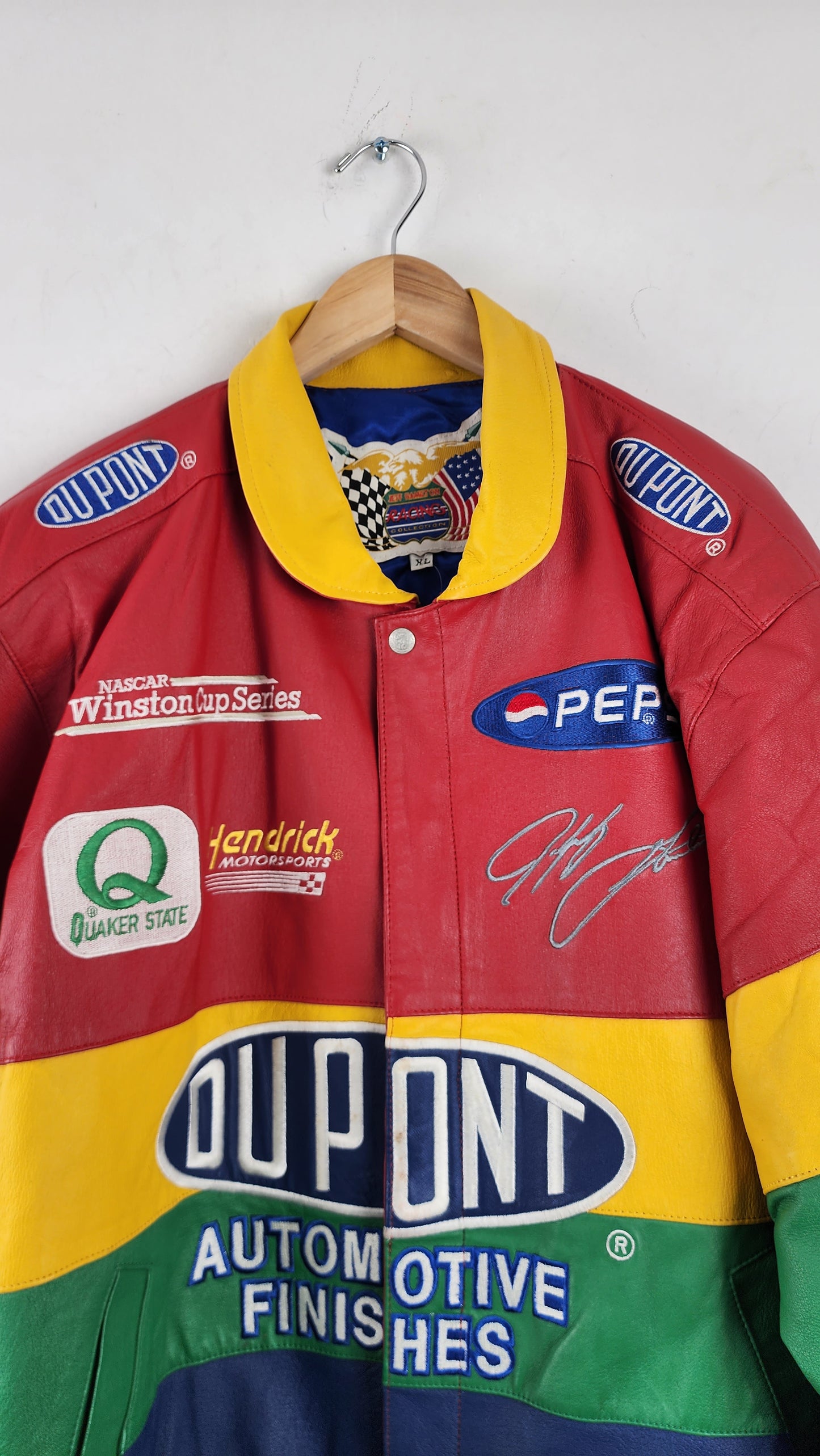 Vintage Jeff Hamilton Dupont Leather Nascar Jacket