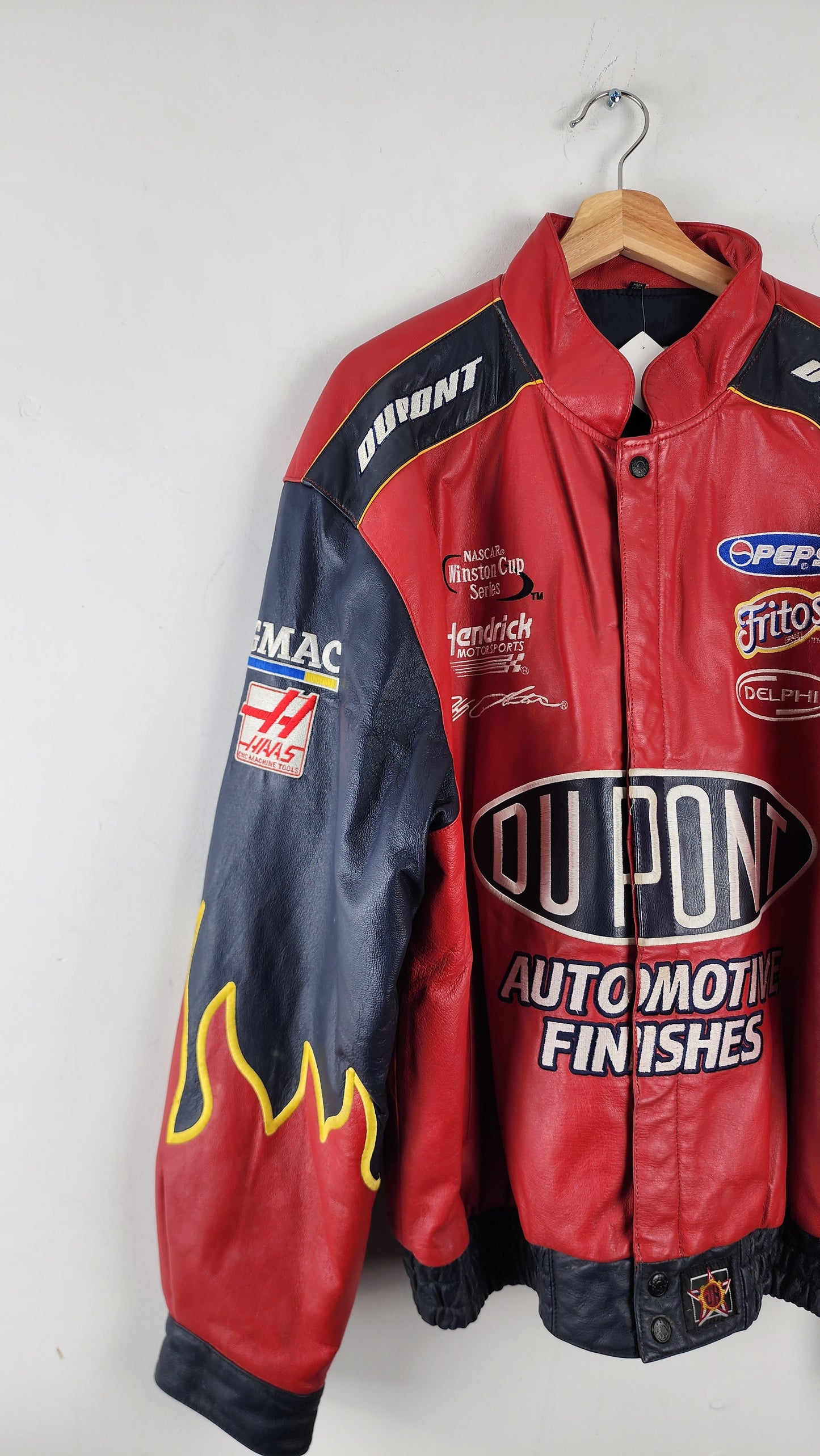 Vintage Chase Authentics Dupont Leather Nascar Jacket