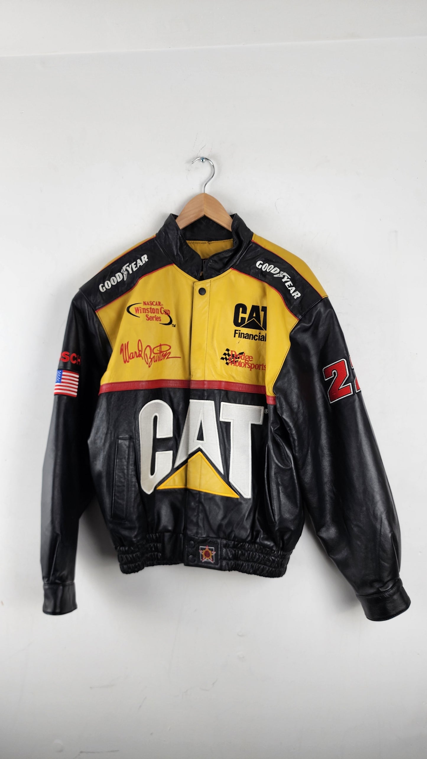 Vintage Jeff Hamilton JH Designs CAT Nascar Leather Jacket