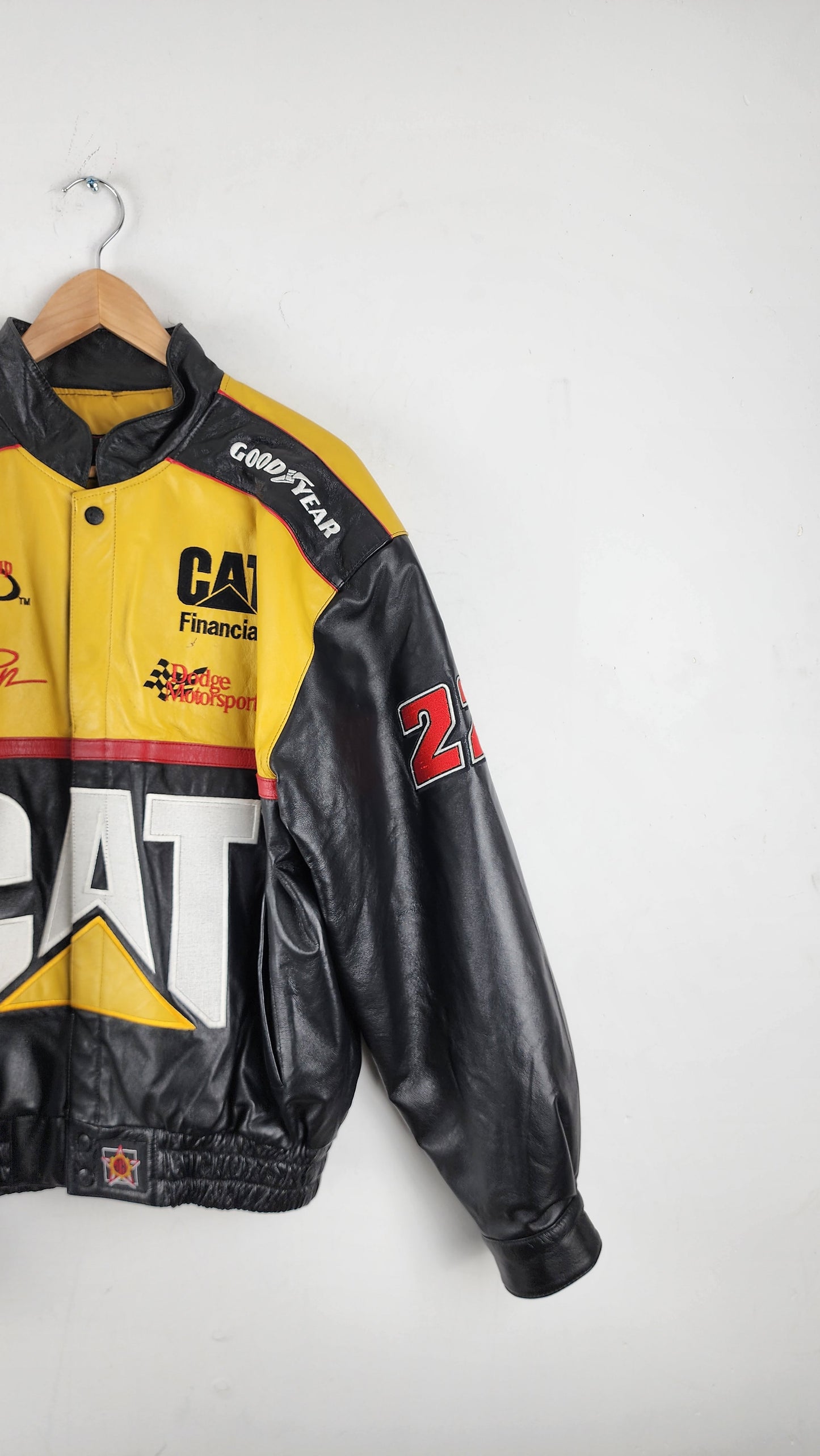 Vintage Jeff Hamilton JH Designs CAT Nascar Leather Jacket