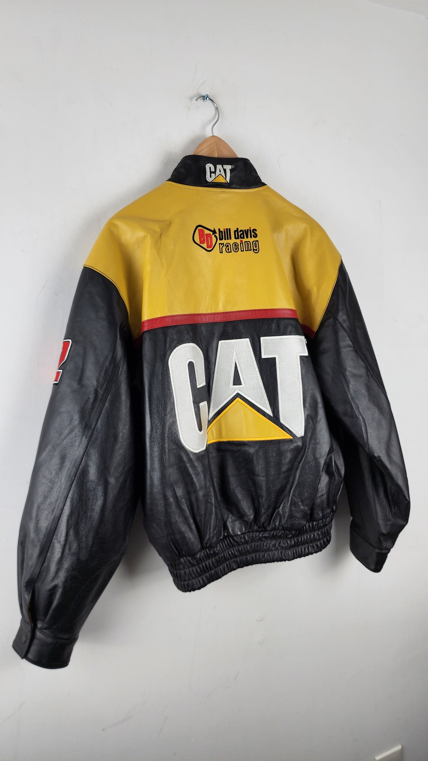 Vintage Jeff Hamilton JH Designs CAT Nascar Leather Jacket