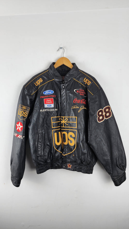 Vintage Jeff Hamilton Design UPS Leather Nascar Jacket