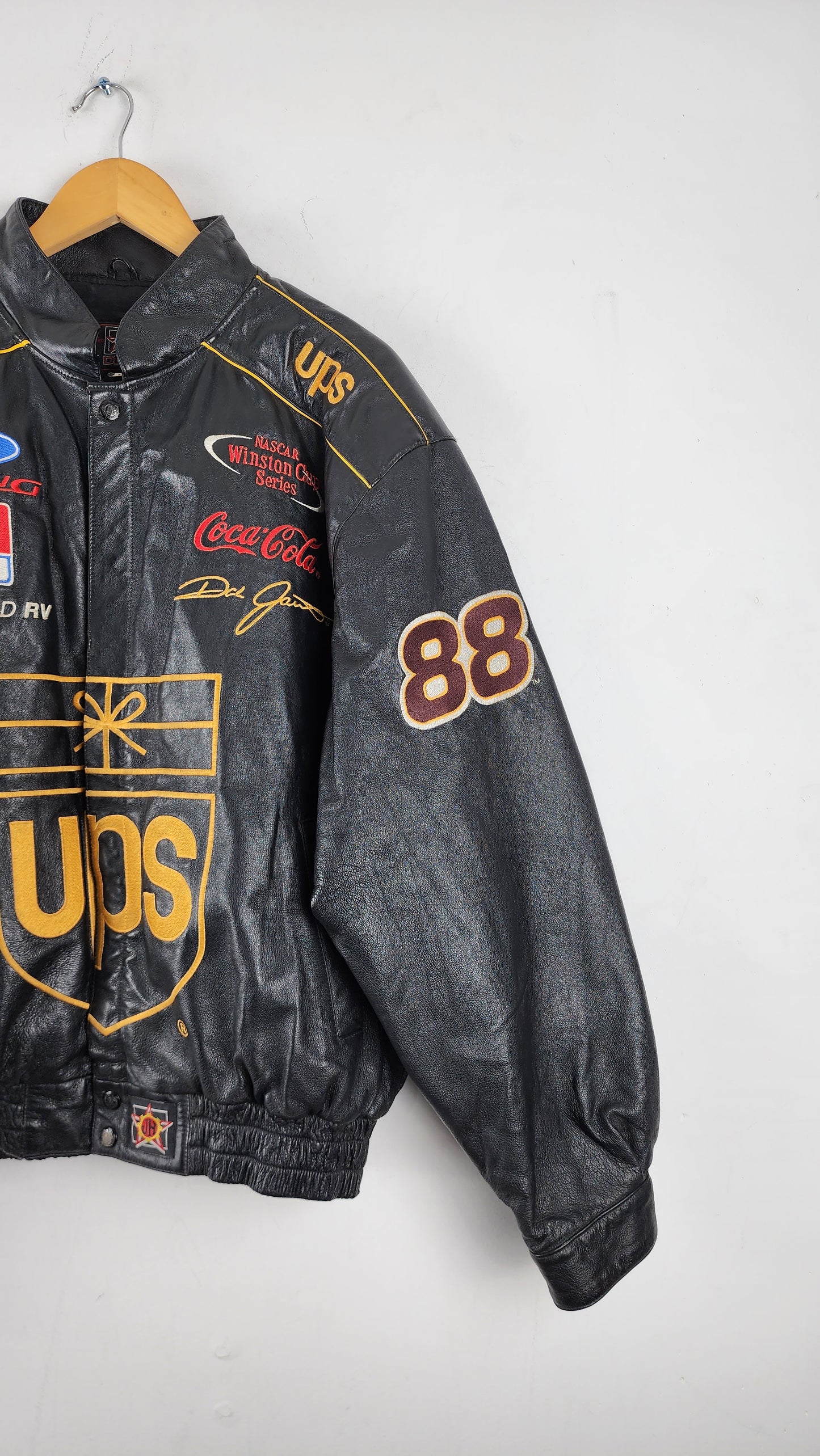 Vintage Jeff Hamilton Design UPS Leather Nascar Jacket