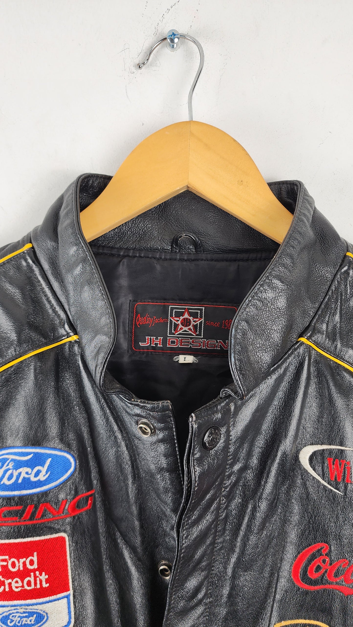 Vintage Jeff Hamilton Design UPS Leather Nascar Jacket