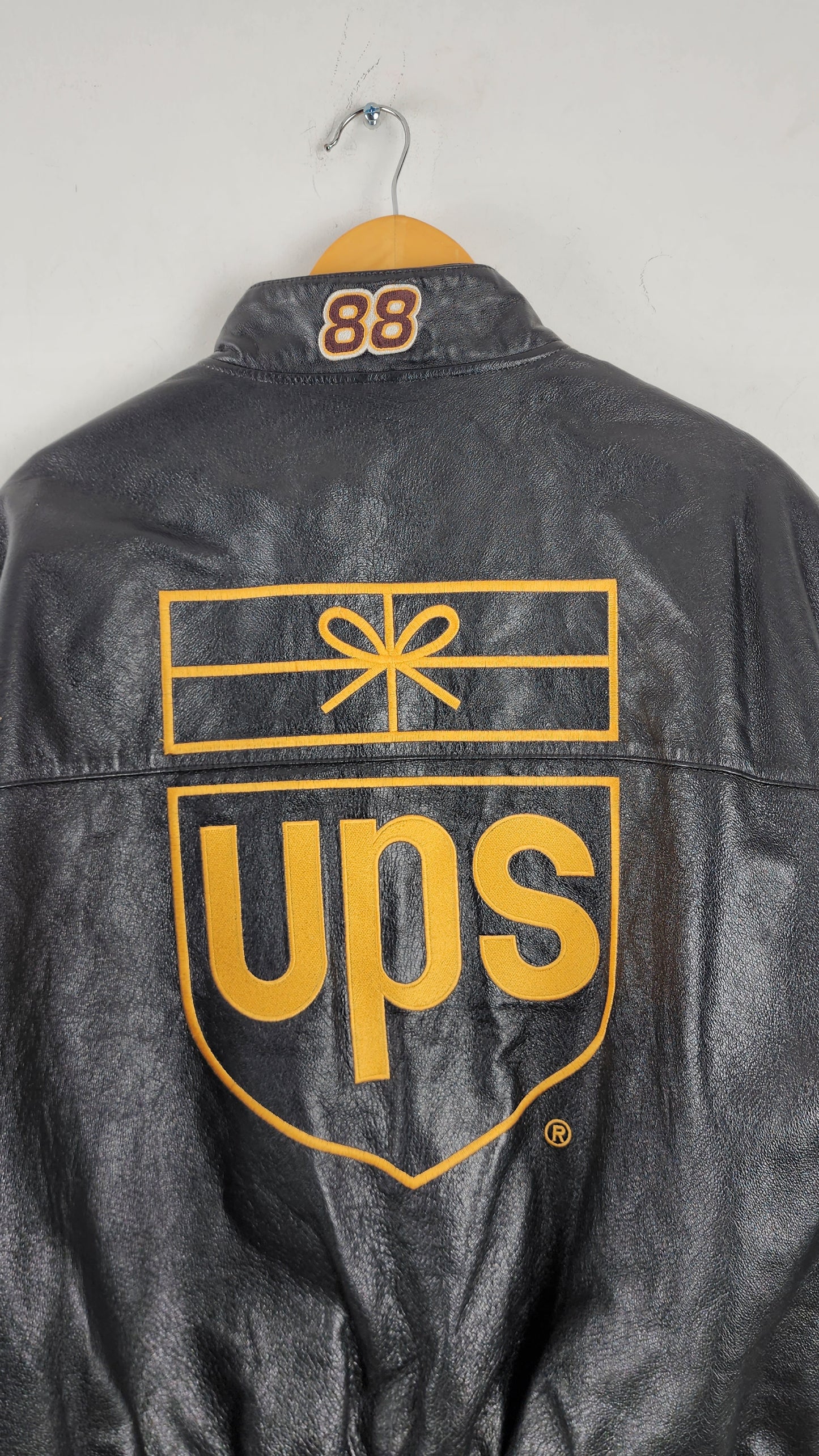 Vintage Jeff Hamilton Design UPS Leather Nascar Jacket