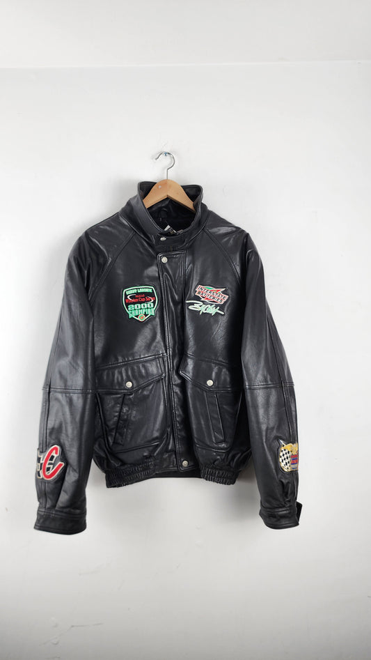 Vintage Jeff Hamilton Bobby Labonte Interstate Nascar Leather Jacket