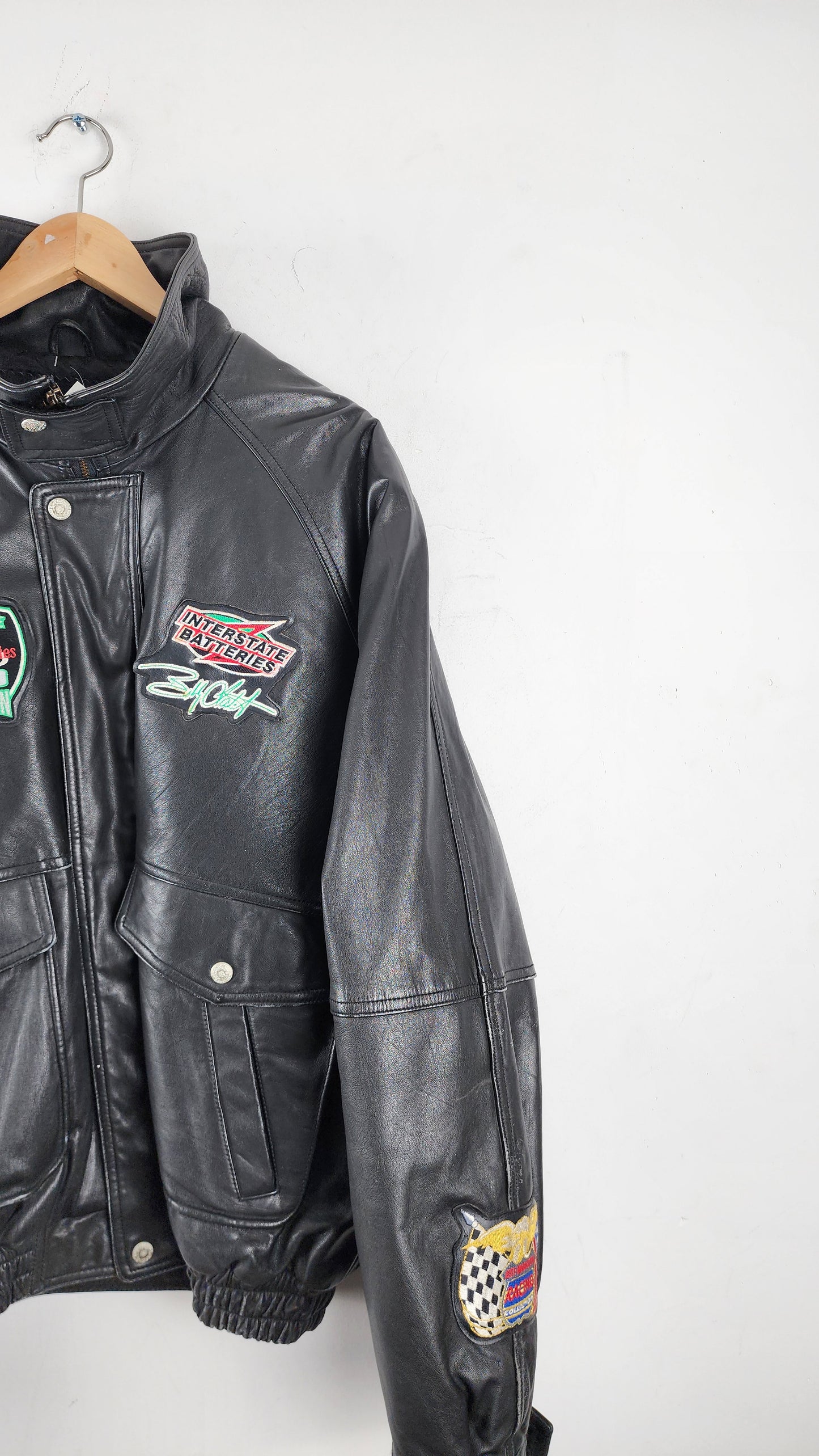 Vintage Jeff Hamilton Bobby Labonte Interstate Nascar Leather Jacket