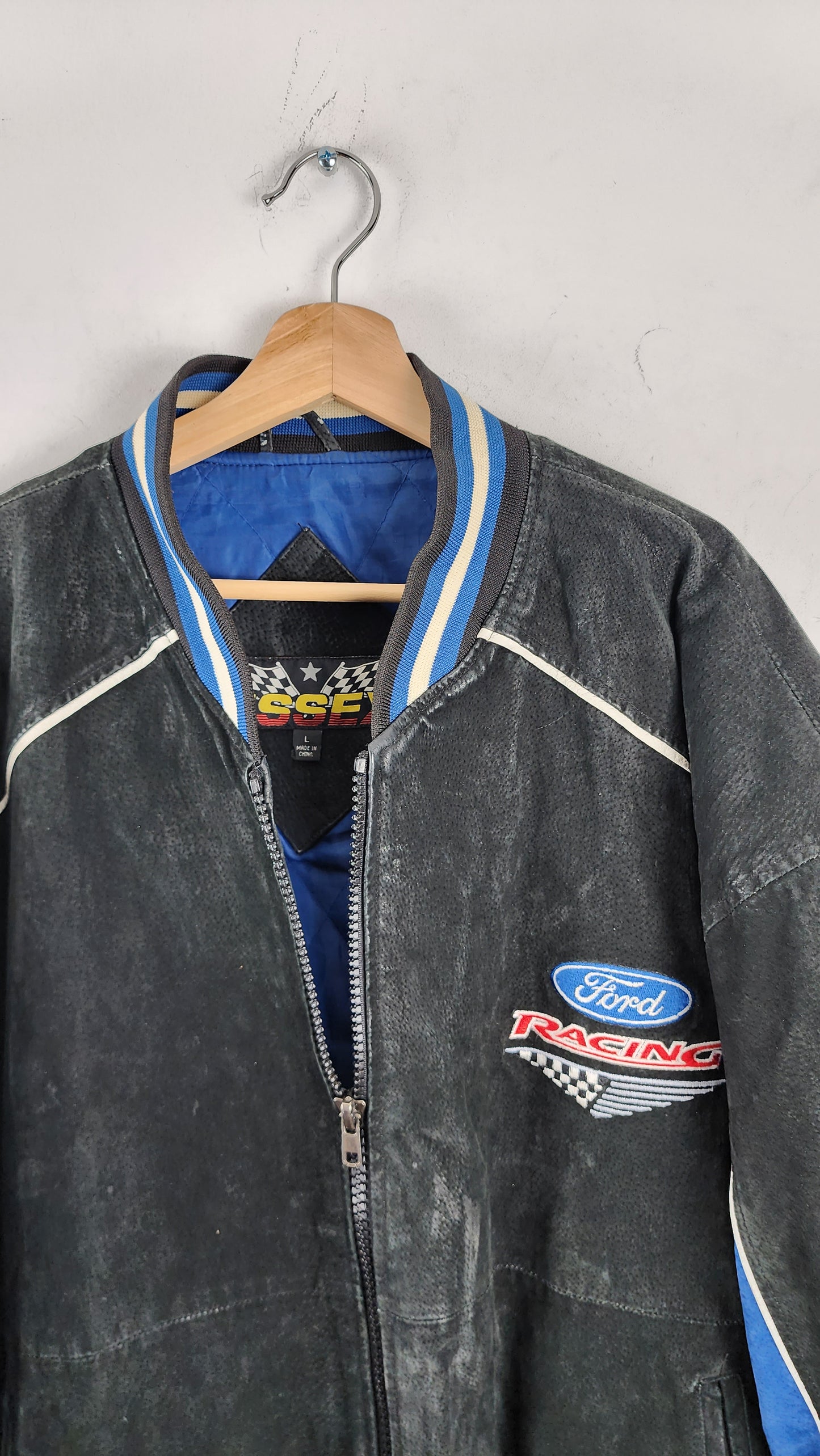 Vintage Essex Ford Racing Nascar Leather Jacket