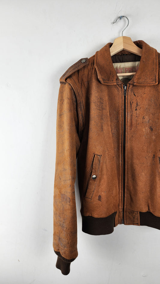 90s Etienne Brown Vintage Leather Jacket
