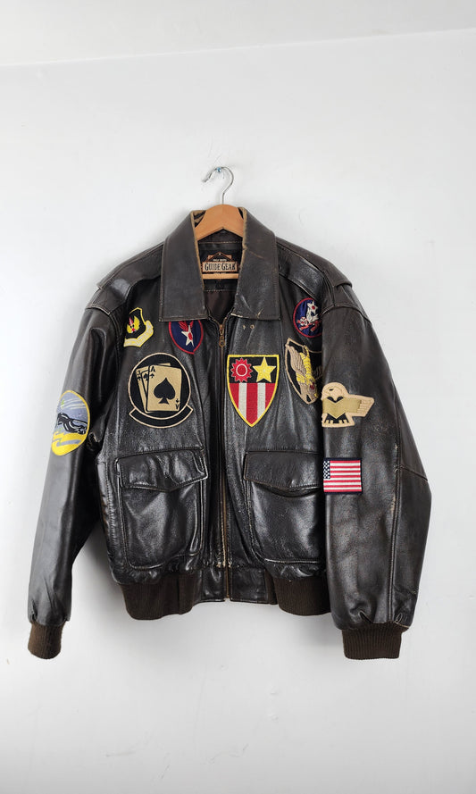 90s Guide Gear Vintage Leather Brown Jacket