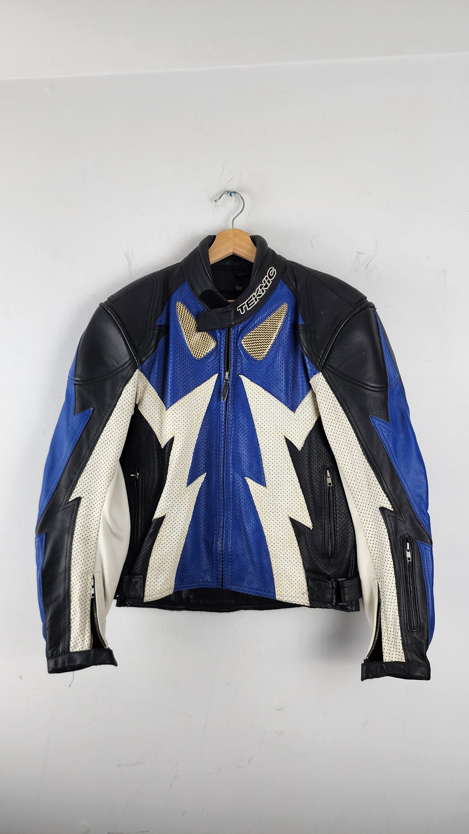 Vintage Teknic Leather Moto Jacket L Multi