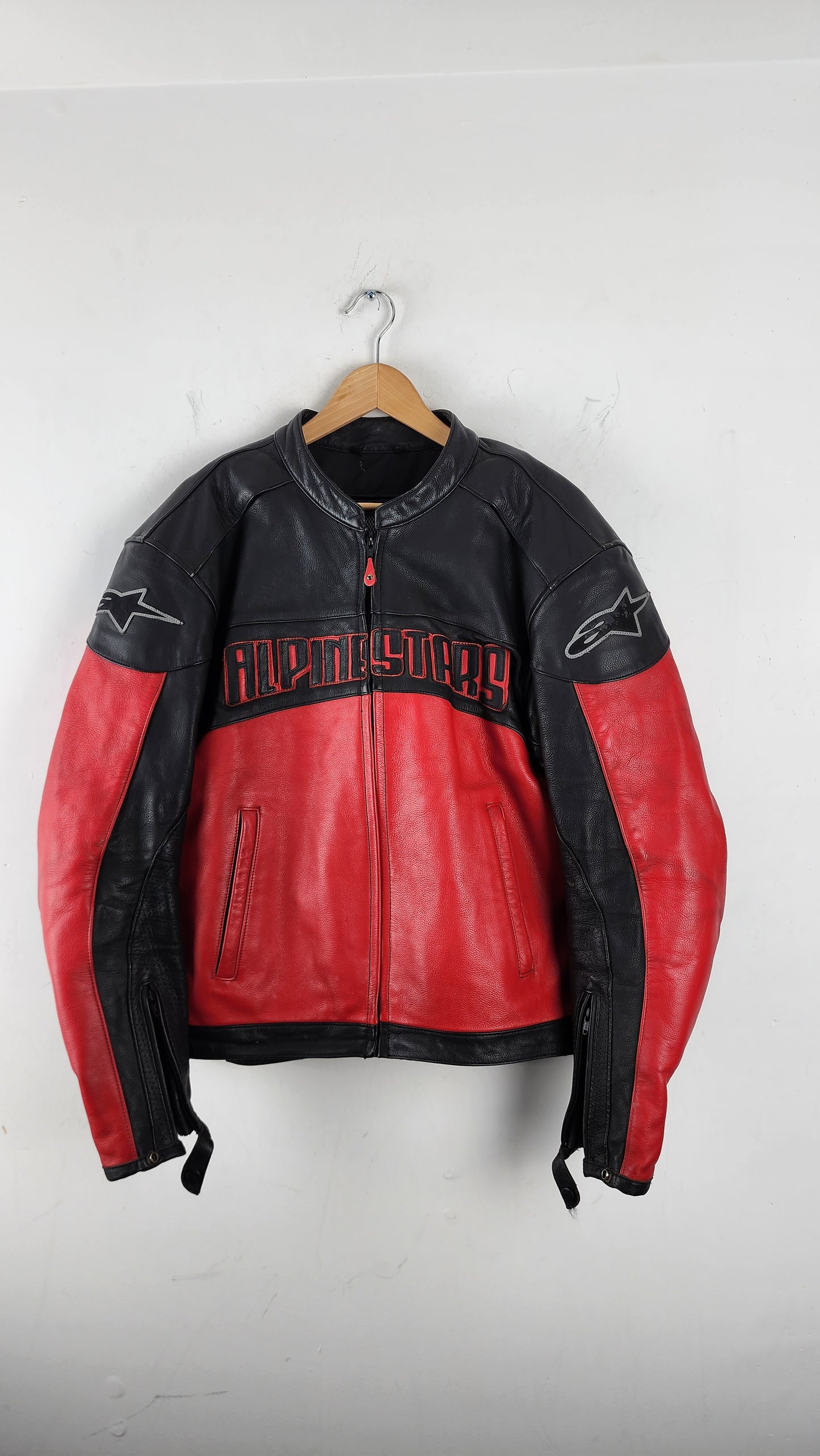 Vintage AlpineStar Leather Moto Jacket in Red