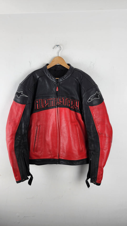 Vintage AlpineStar Leather Moto Jacket in Red