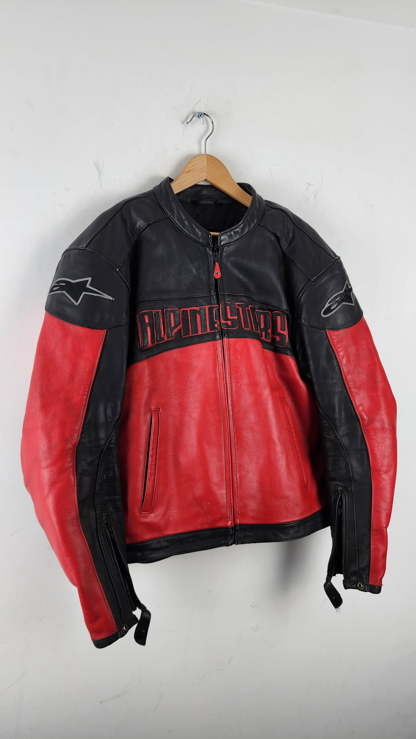 Vintage AlpineStar Leather Moto Jacket in Red