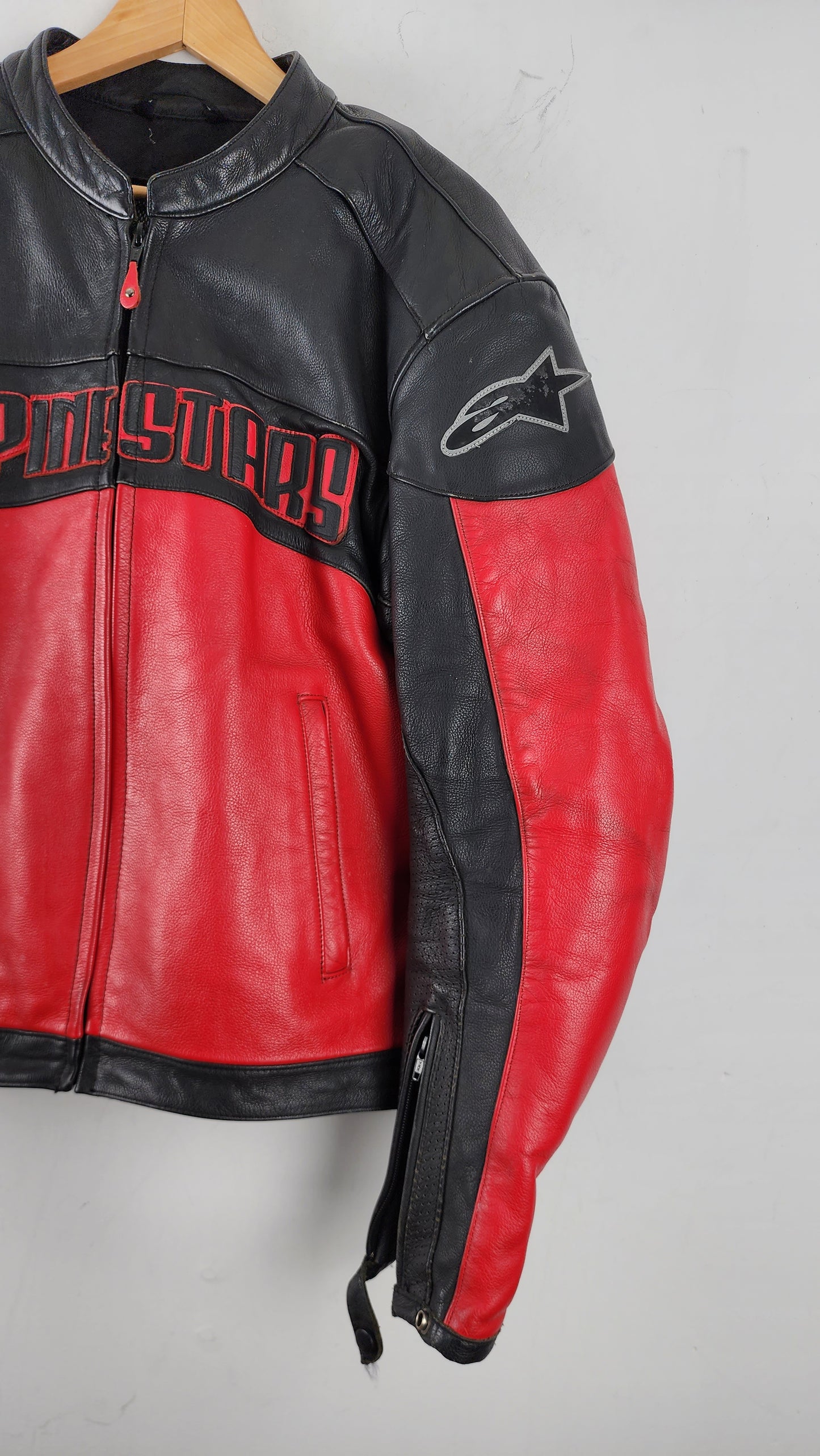 Vintage AlpineStar Leather Moto Jacket in Red