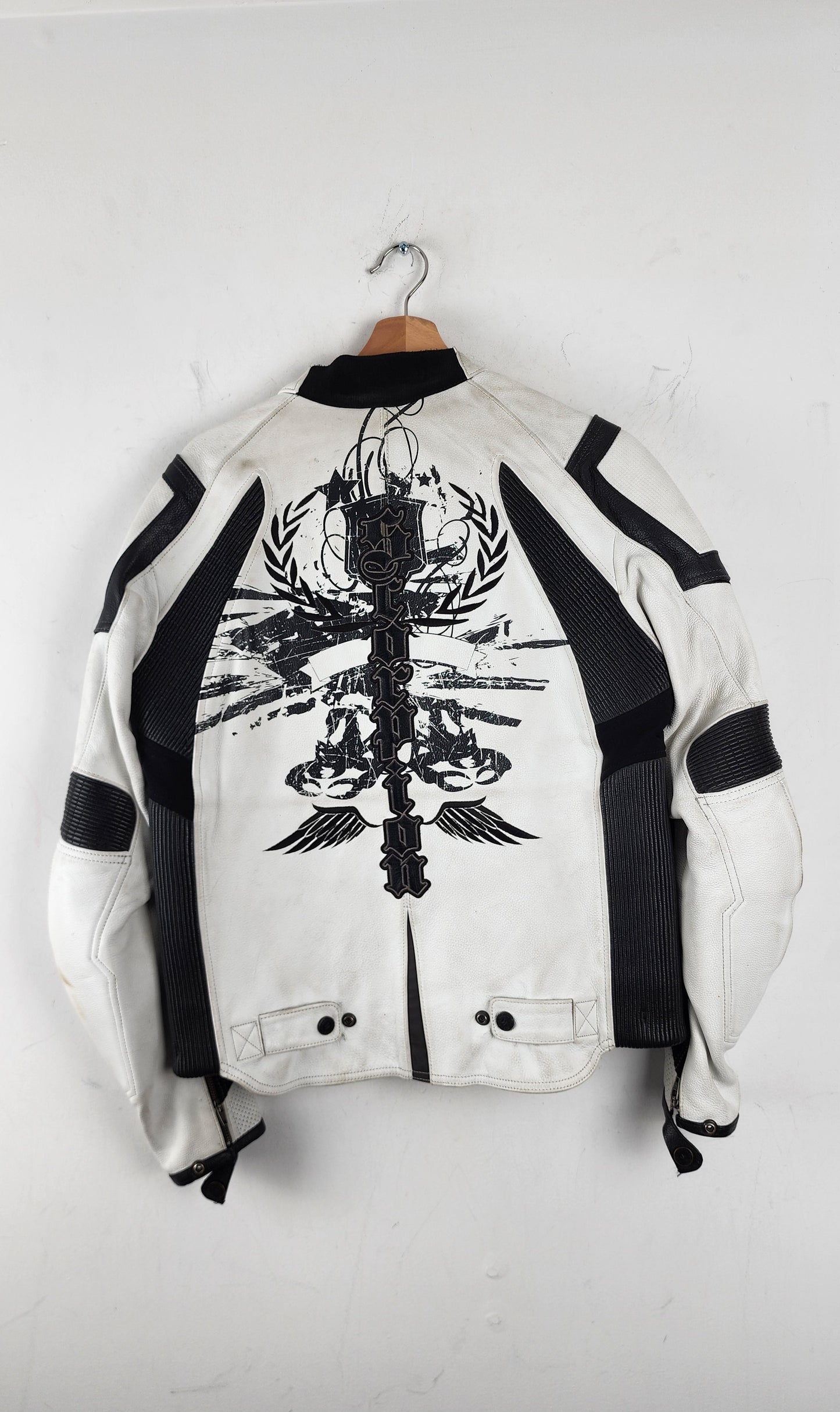 90s Scorpion Leather Moto Jacket - White