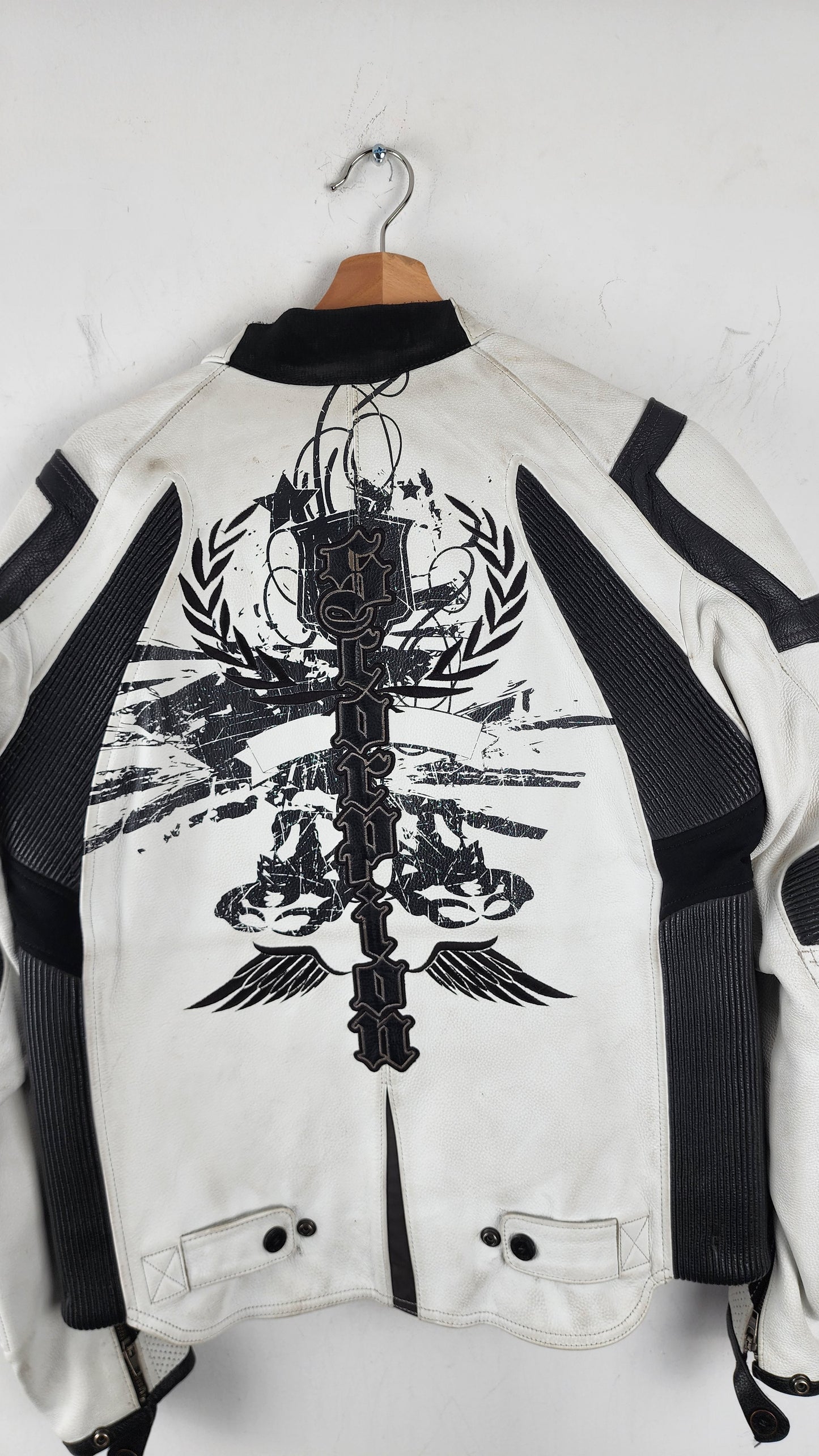 90s Scorpion Leather Moto Jacket - White