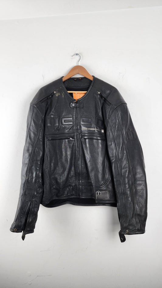 Vintage All Black Icon Leather Moto Jacket