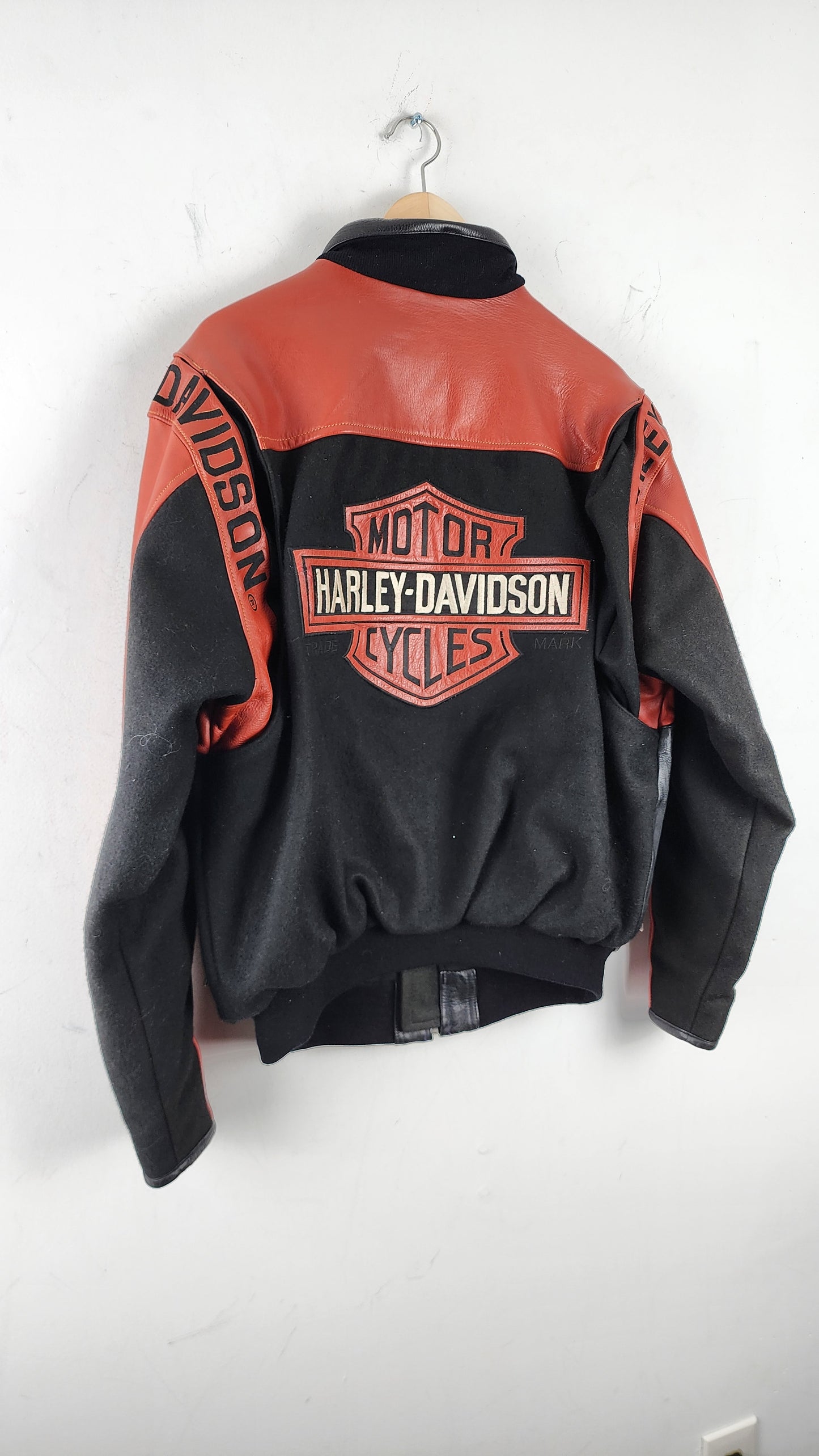 Vintage Harley Davidson Jacket with Leather Back Panel and Sleeves