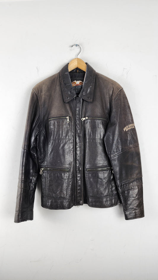 Vintage Harley Davidson Leather Jacket with Fading